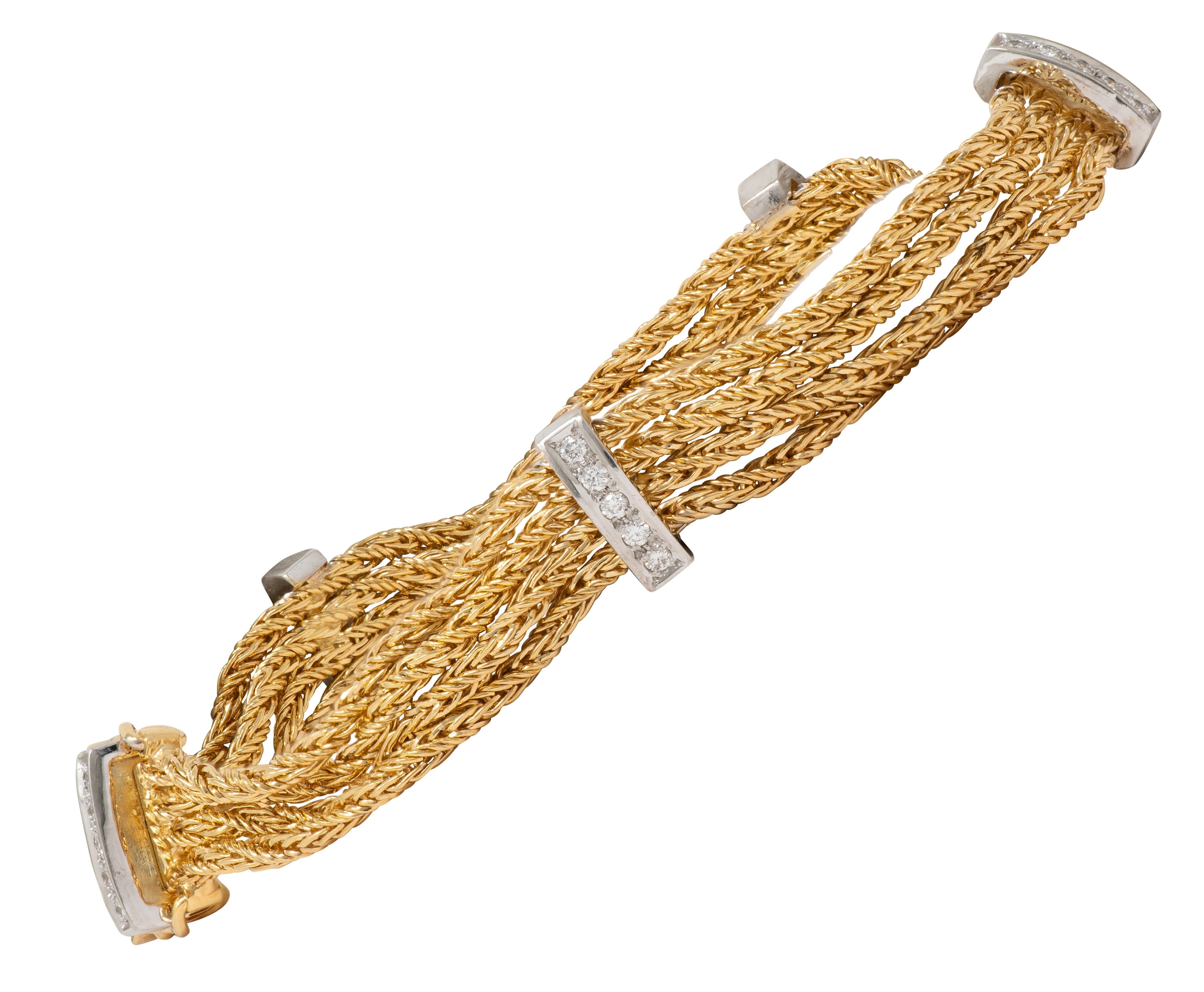 Tiffany & Co. 1990's Diamond 18K Yellow Gold Platinum Vintage Strand Bracelet