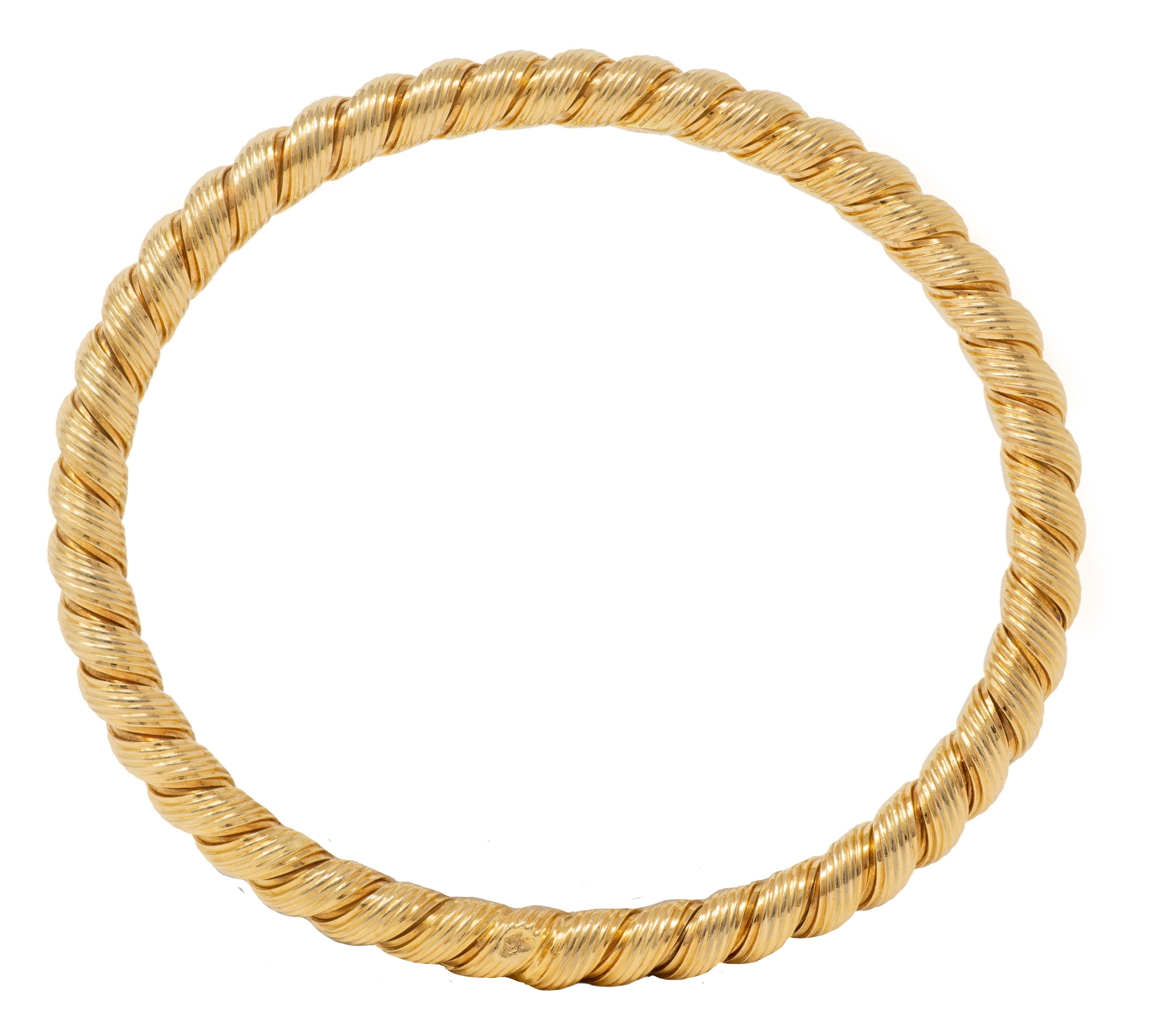 Van Cleef & Arpels 1960's 18K Yellow Gold Vintage Twisted Rope Bangle Bracelet