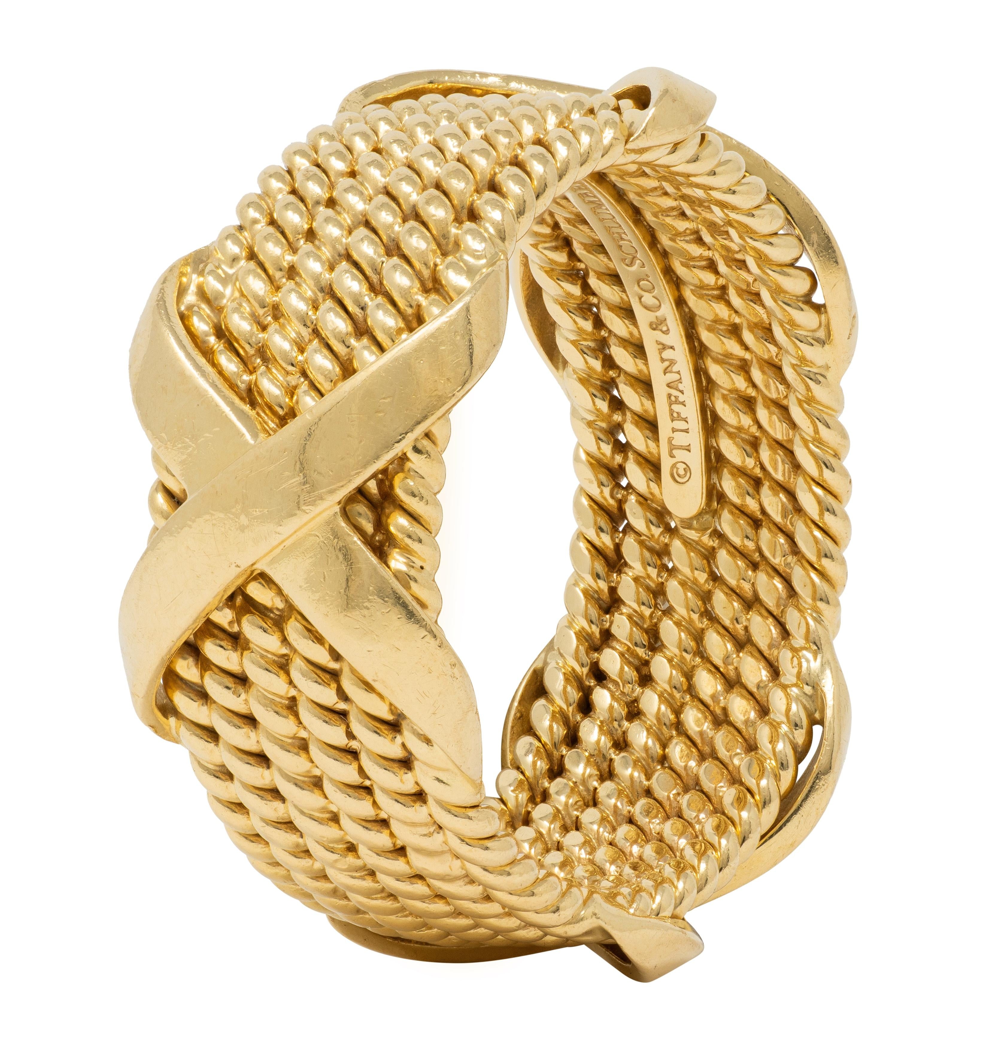 Tiffany & Co. Schlumberger 1980's 18 Karat Yellow Gold Vintage X Band Ring