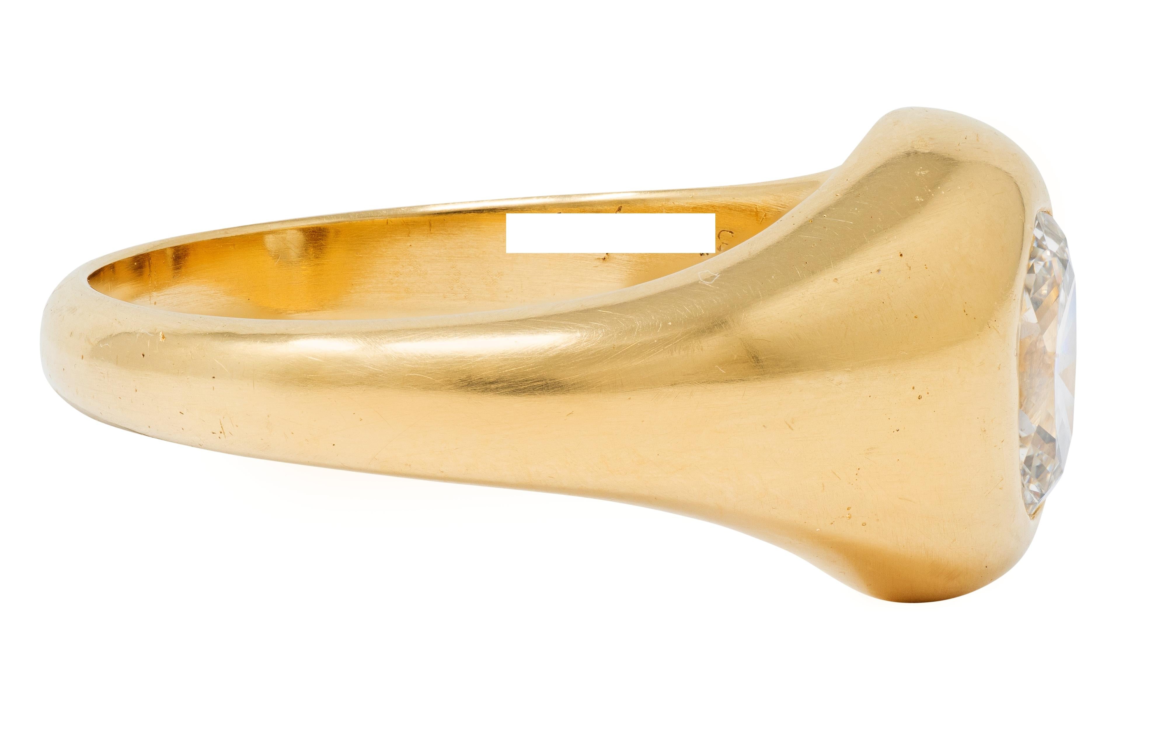 Cartier 1960's 1.22 CTW Oval Cut Diamond 18 Karat Yellow Gold Unisex Signet Ring