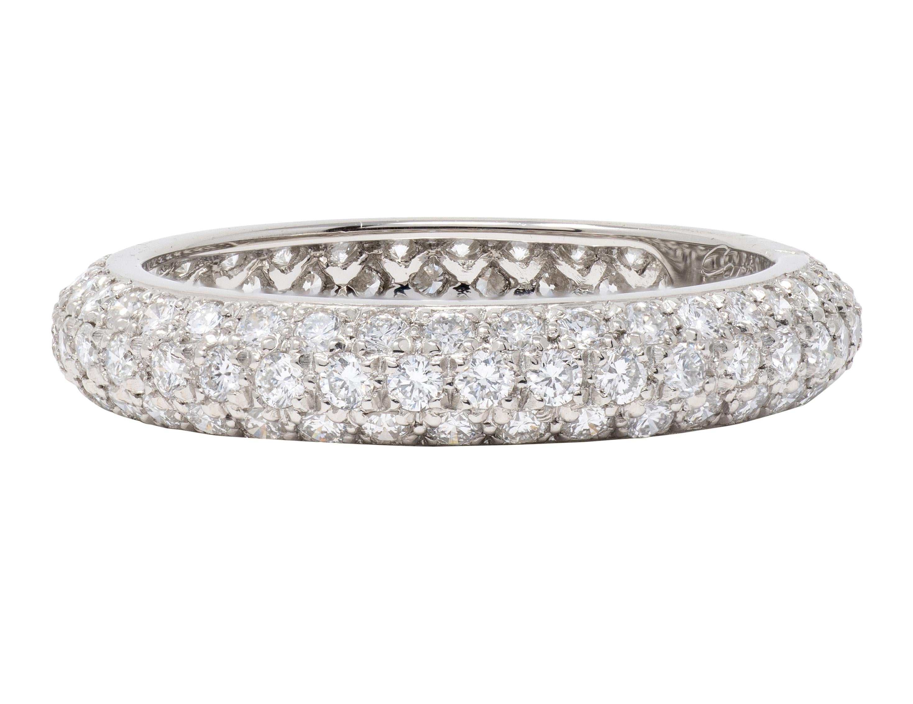 Cartier 1995 Diamond Platinum Vintage Pavé Eternity Band Ring