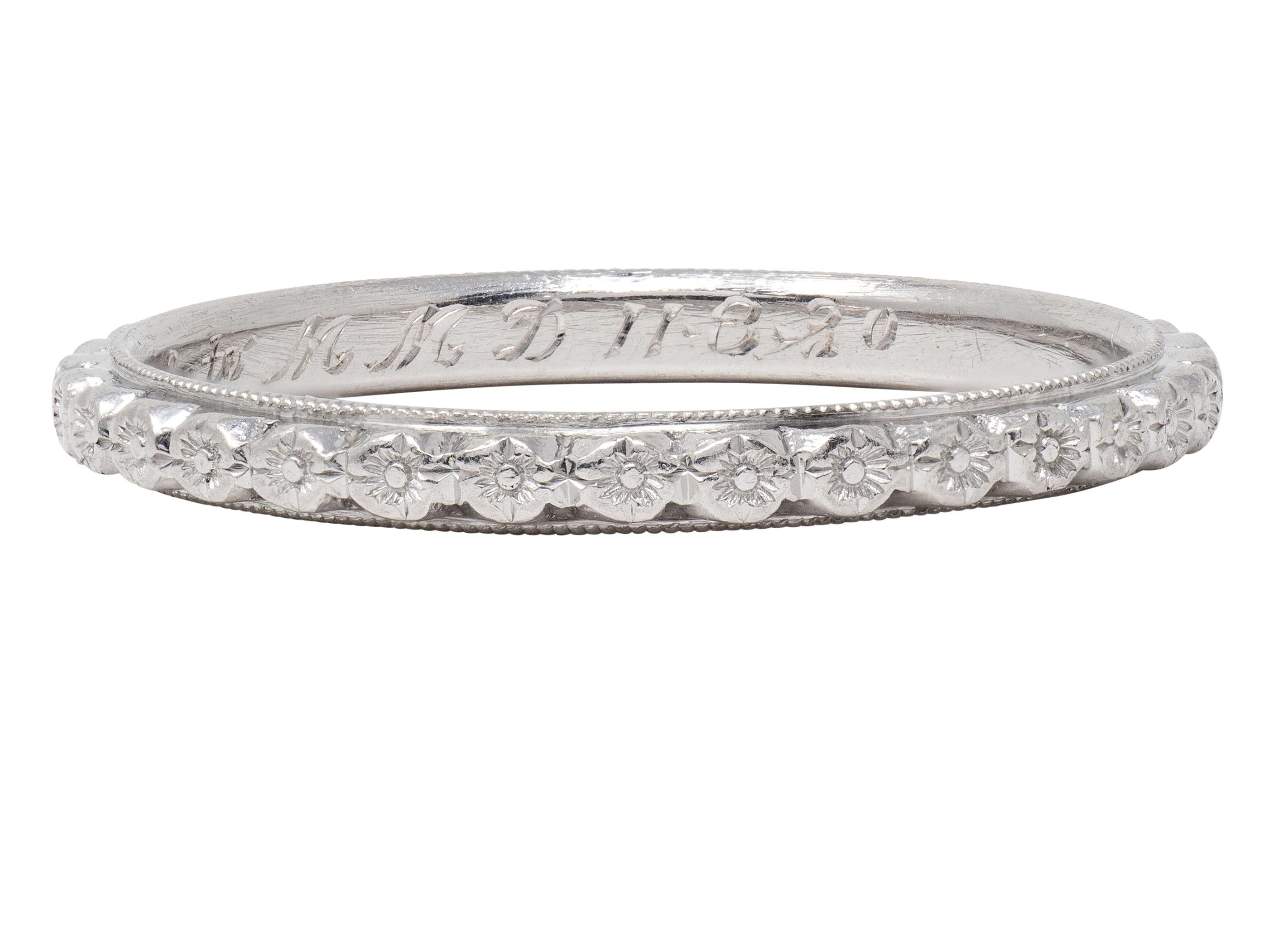 Art Deco White Rose Platinum Vintage Orange Blossom Wedding Band Ring