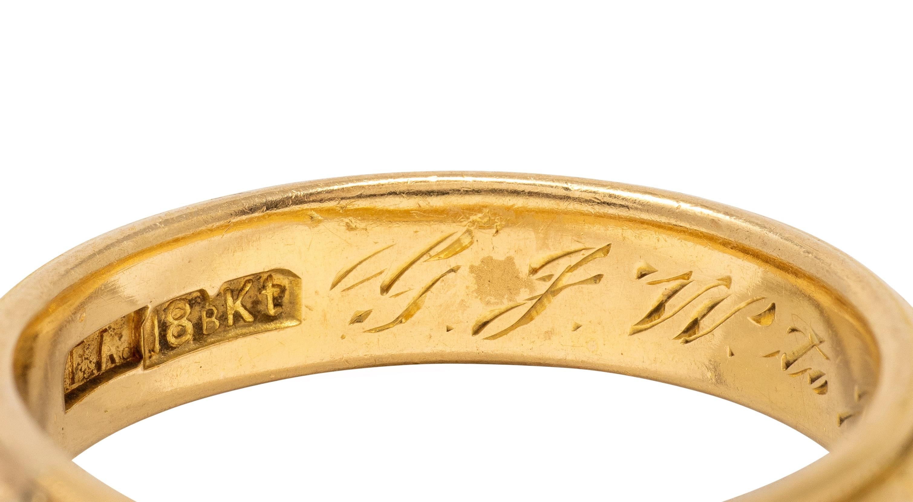 Victorian 1898 18 Karat Yellow Gold Antique Orange Blossom Wedding Band Ring