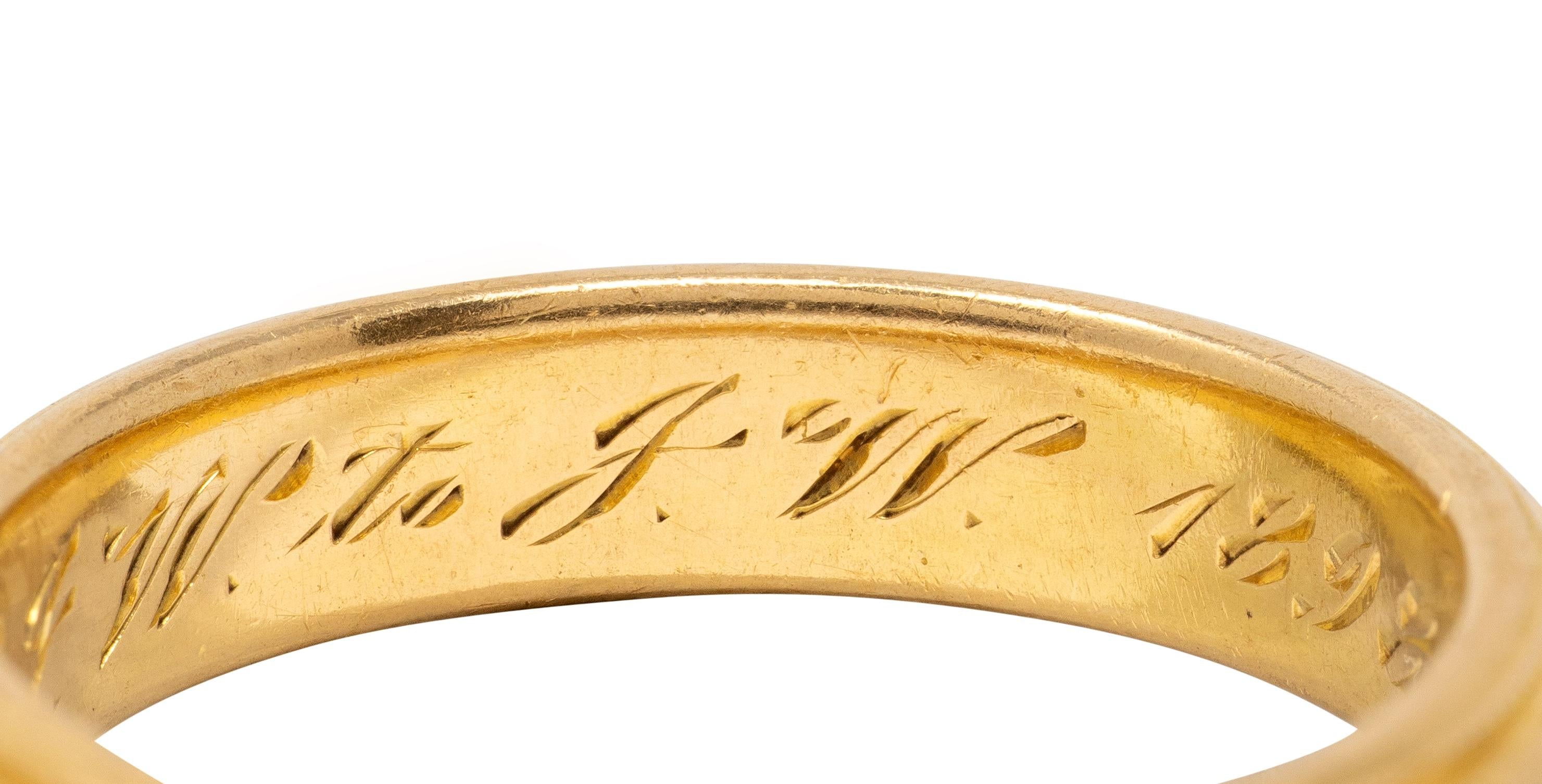 Victorian 1898 18 Karat Yellow Gold Antique Orange Blossom Wedding Band Ring