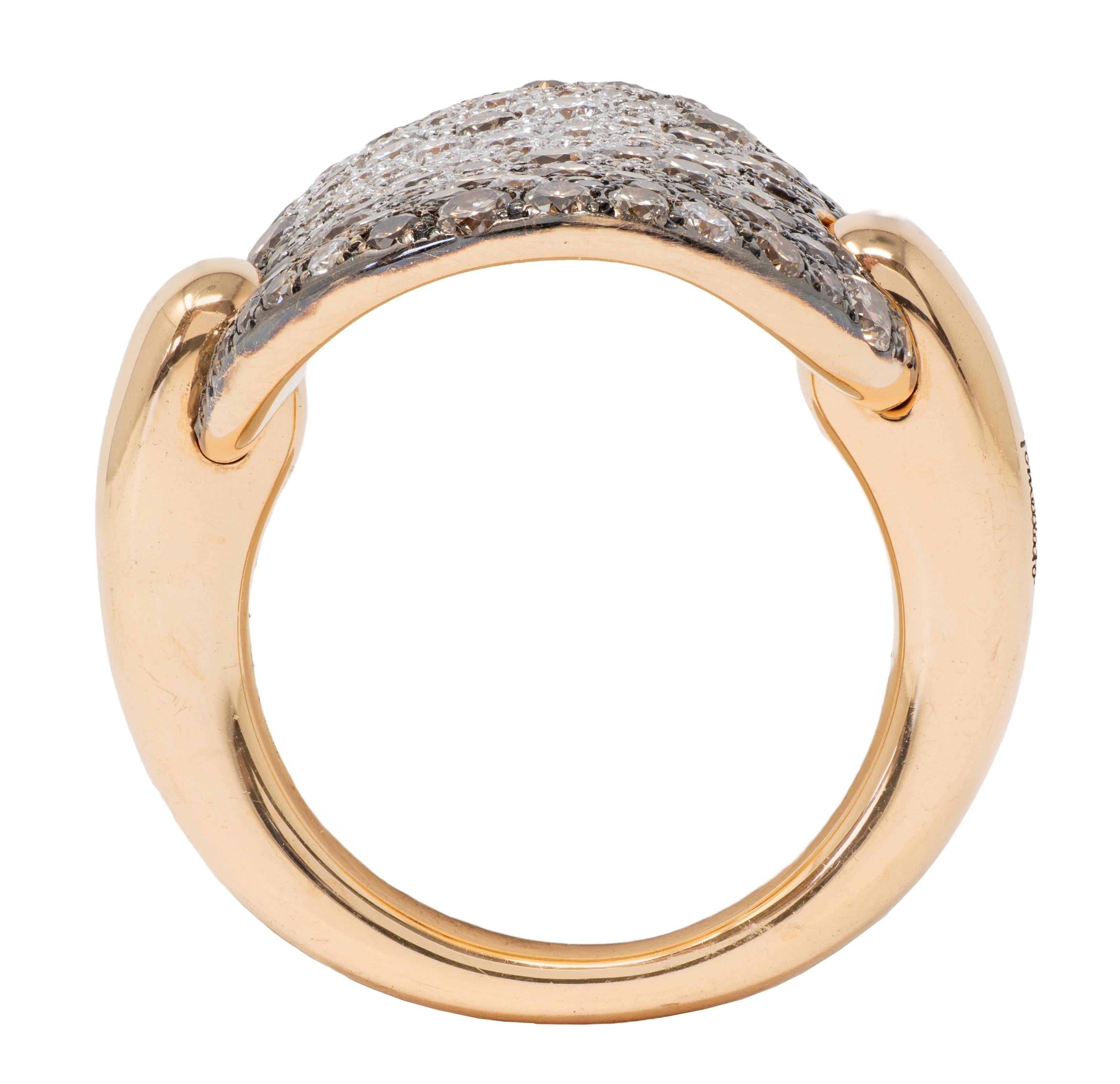 Pomellato 2000's Diamond 18 Karat Two-Tone Gold Contemporary Sabbia Ring