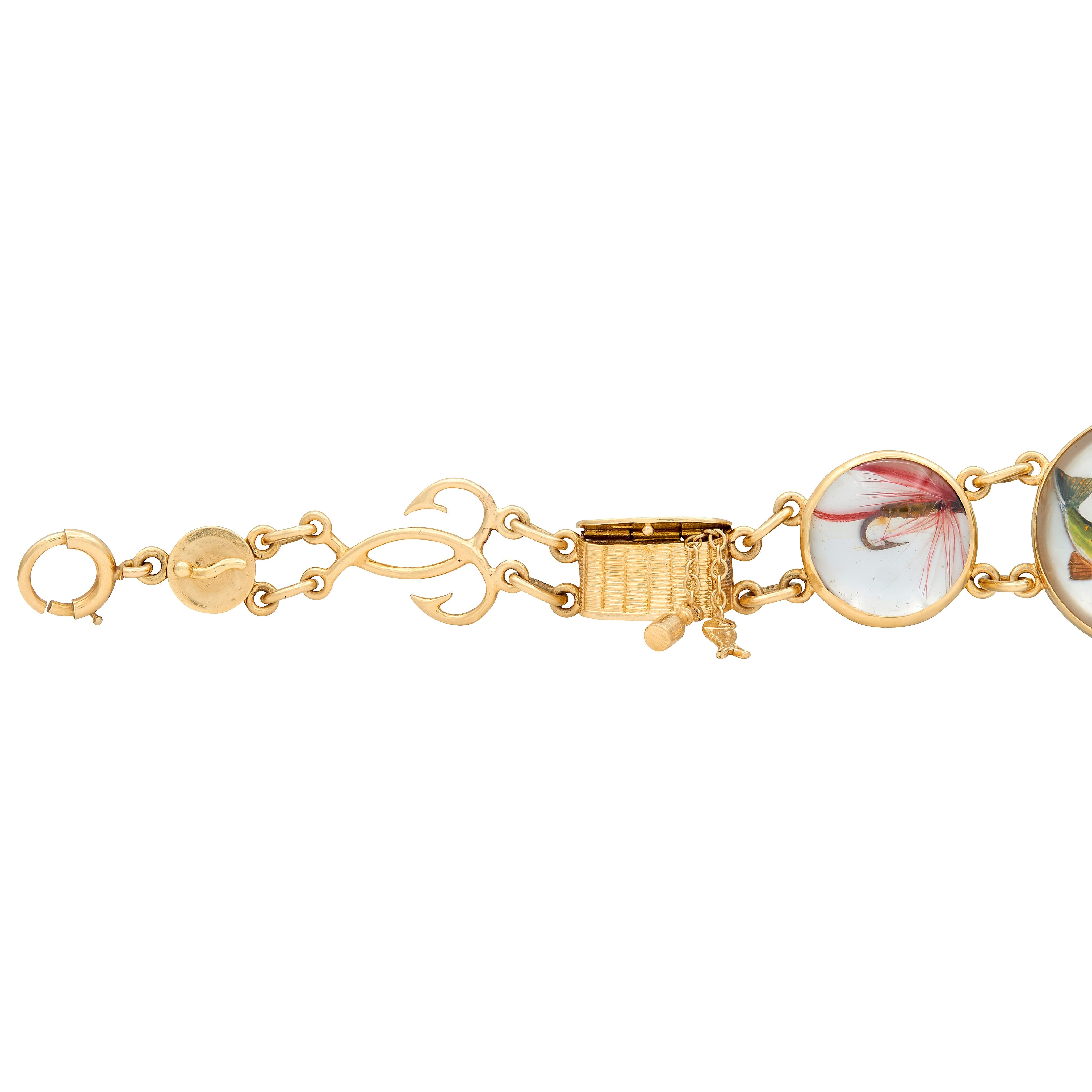 Edwardian Essex Crystal Quartz 14K Gold Antique Fishing Basket Bracelet