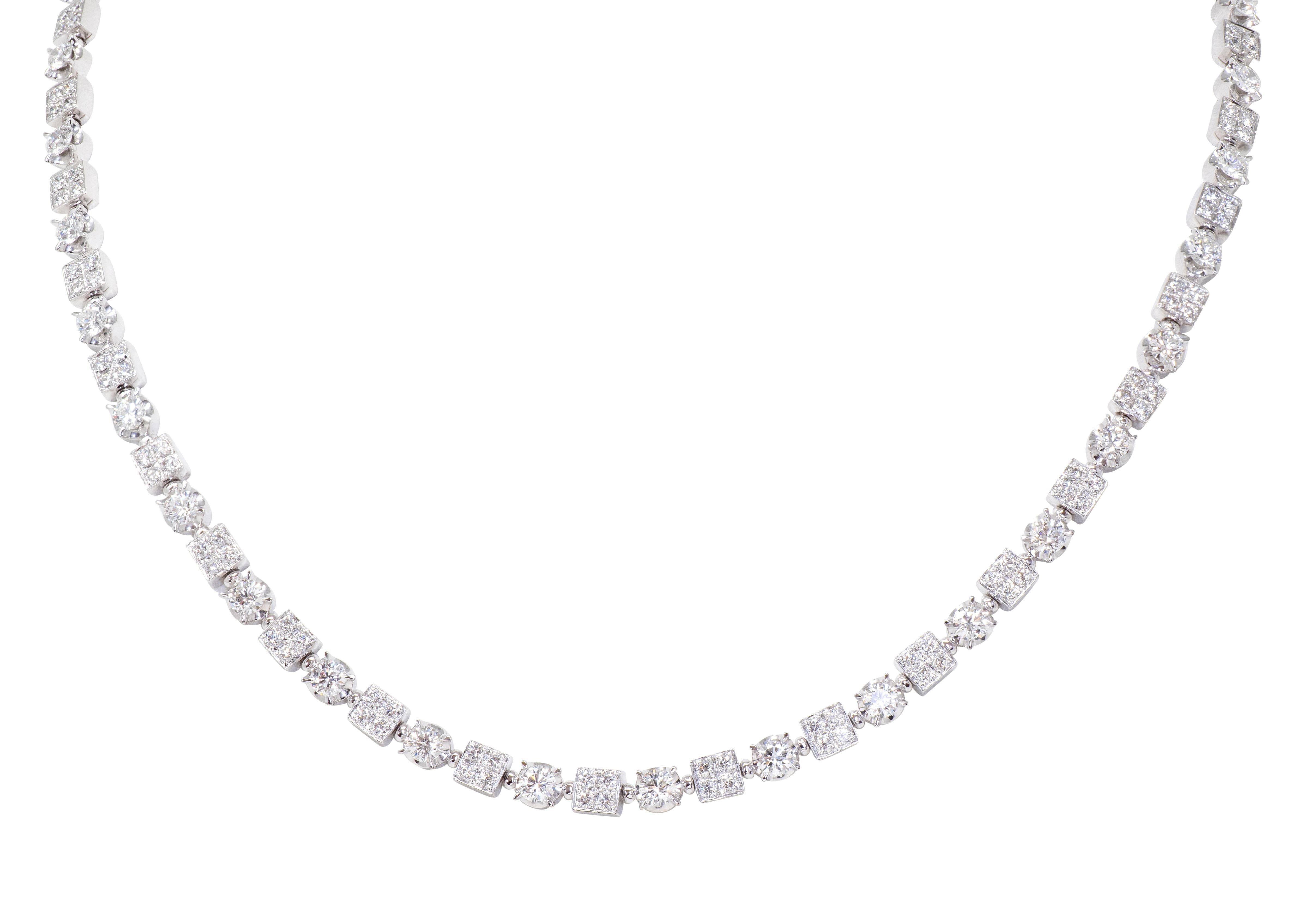 Bulgari 2014 8.40 CTW Diamond 18 Karat White Gold Lucea Tennis Necklace