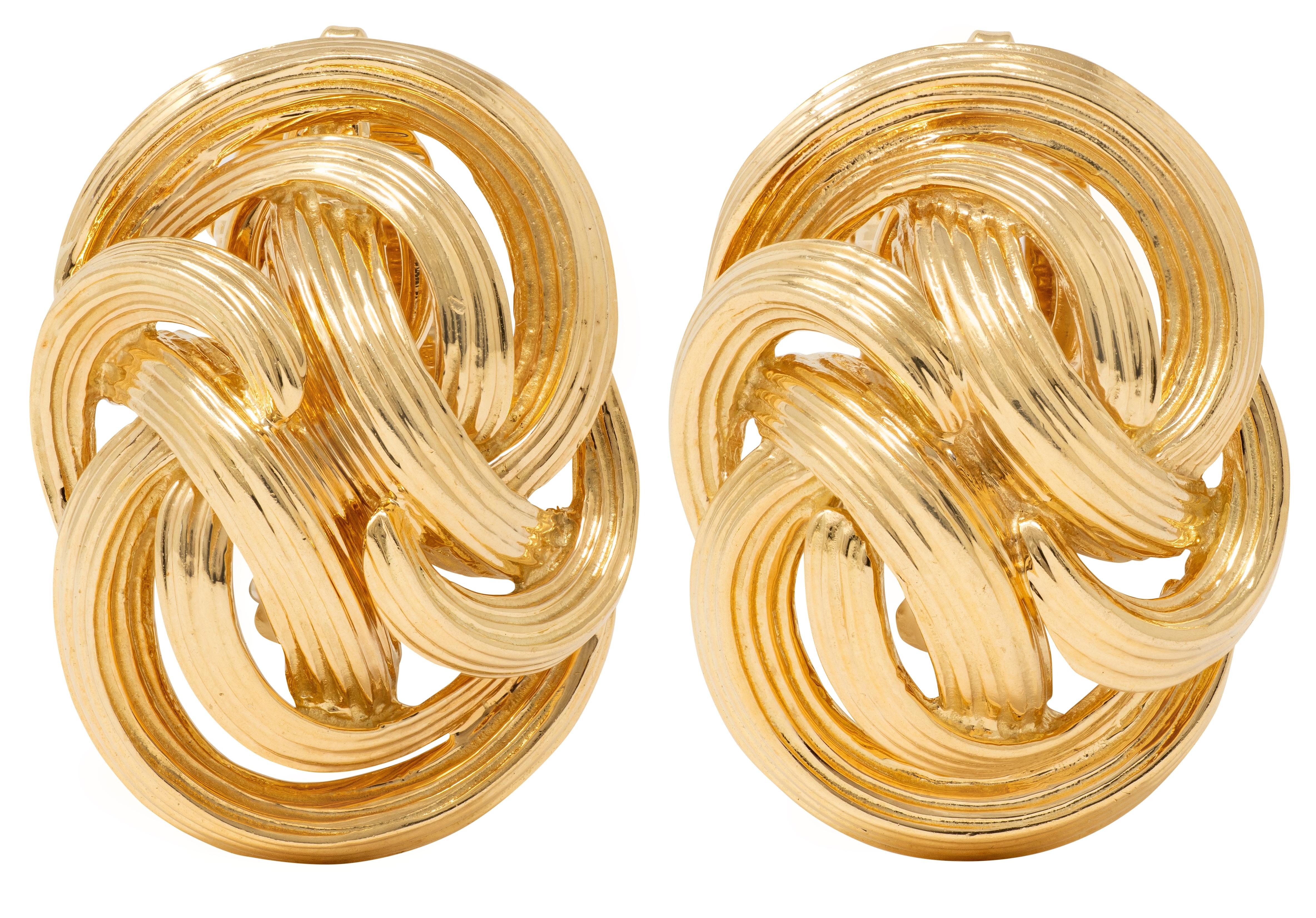 Tiffany & Co. 1960's 18 Karat Yellow Gold Vintage Knot Ear-Clip Earrings