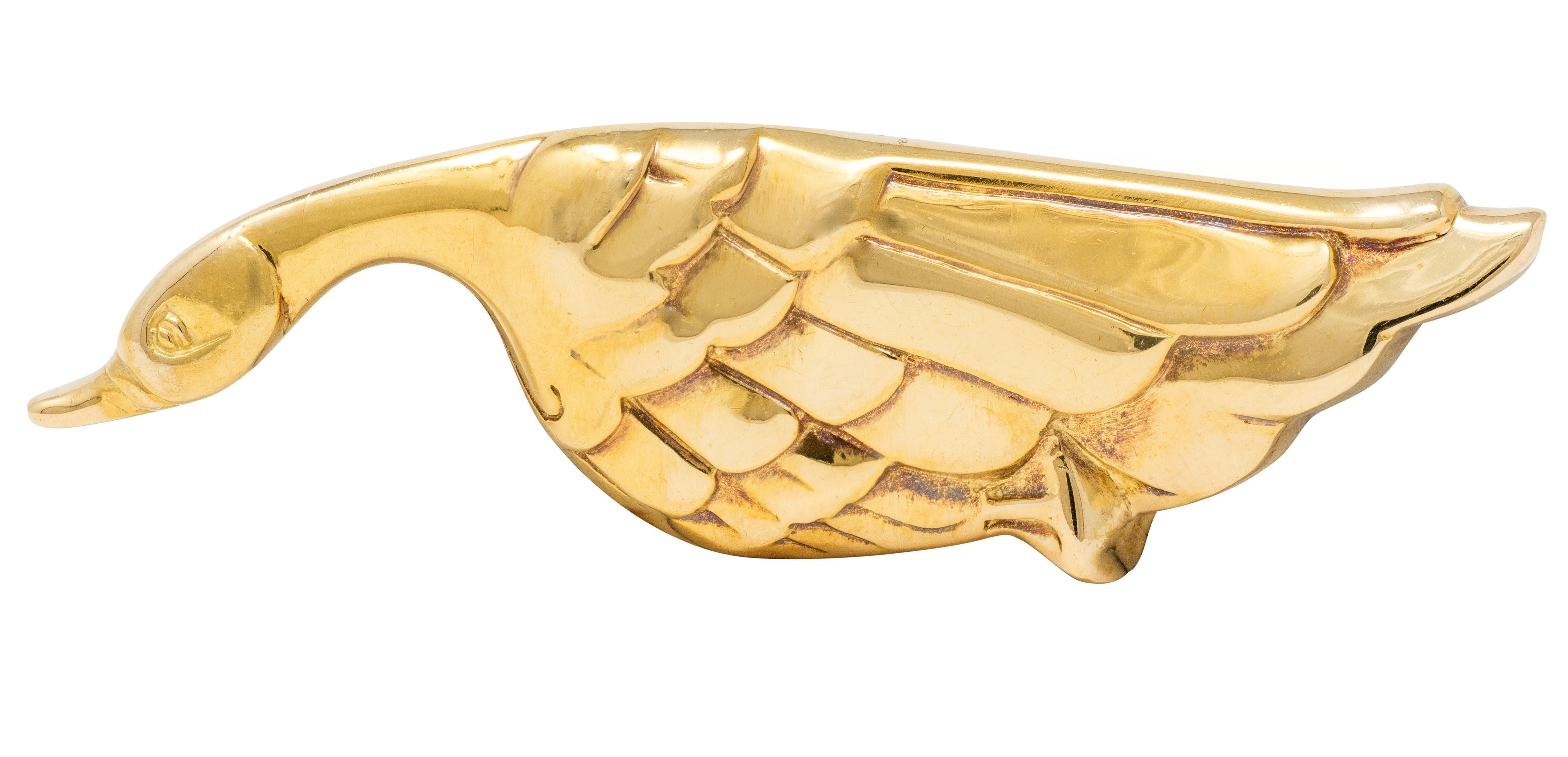 Tiffany & Co. 1983 18 Karat Yellow Gold Vintage Goose Bird Brooch