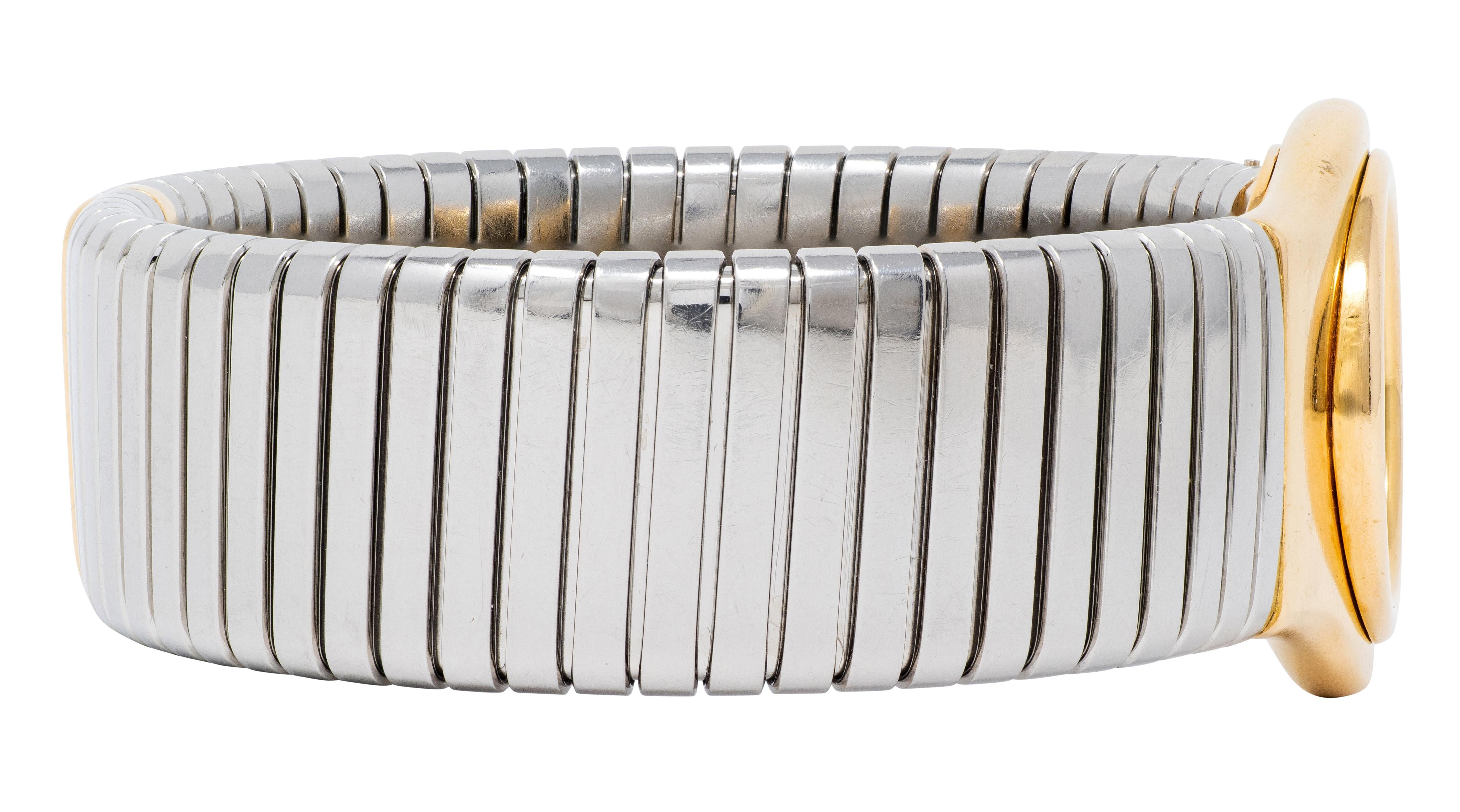 Bulgari 1980's Ancient Roman Coin 18K Gold Steel Vintage Monete Cuff Bracelet