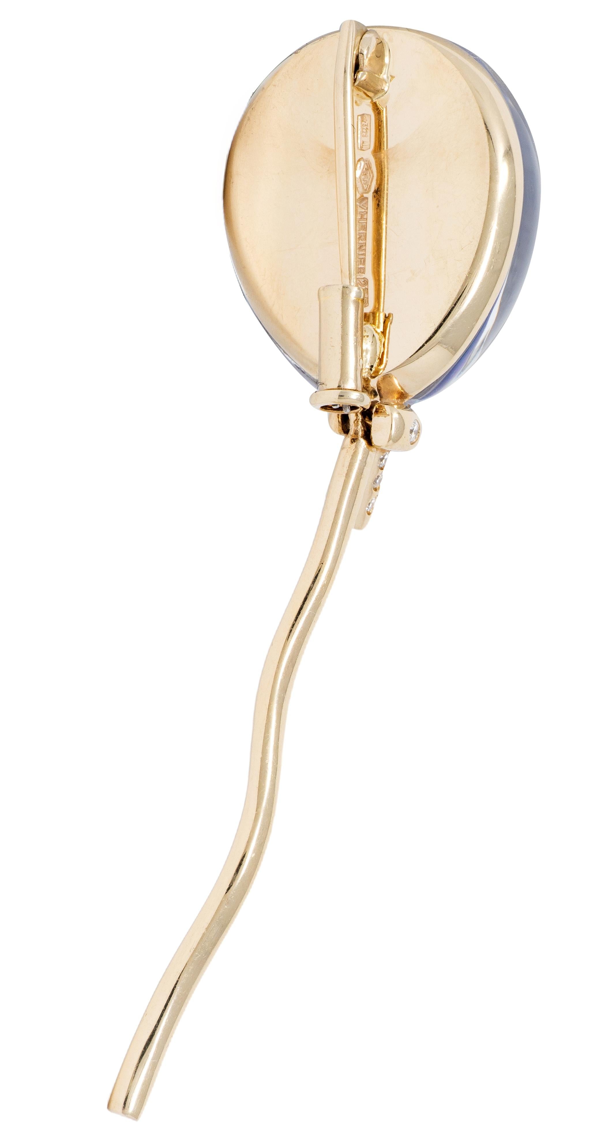 Vhernier Diamond Quartz Amethyst Mother-of-Pearl 18K Balloon Palloncino Brooch