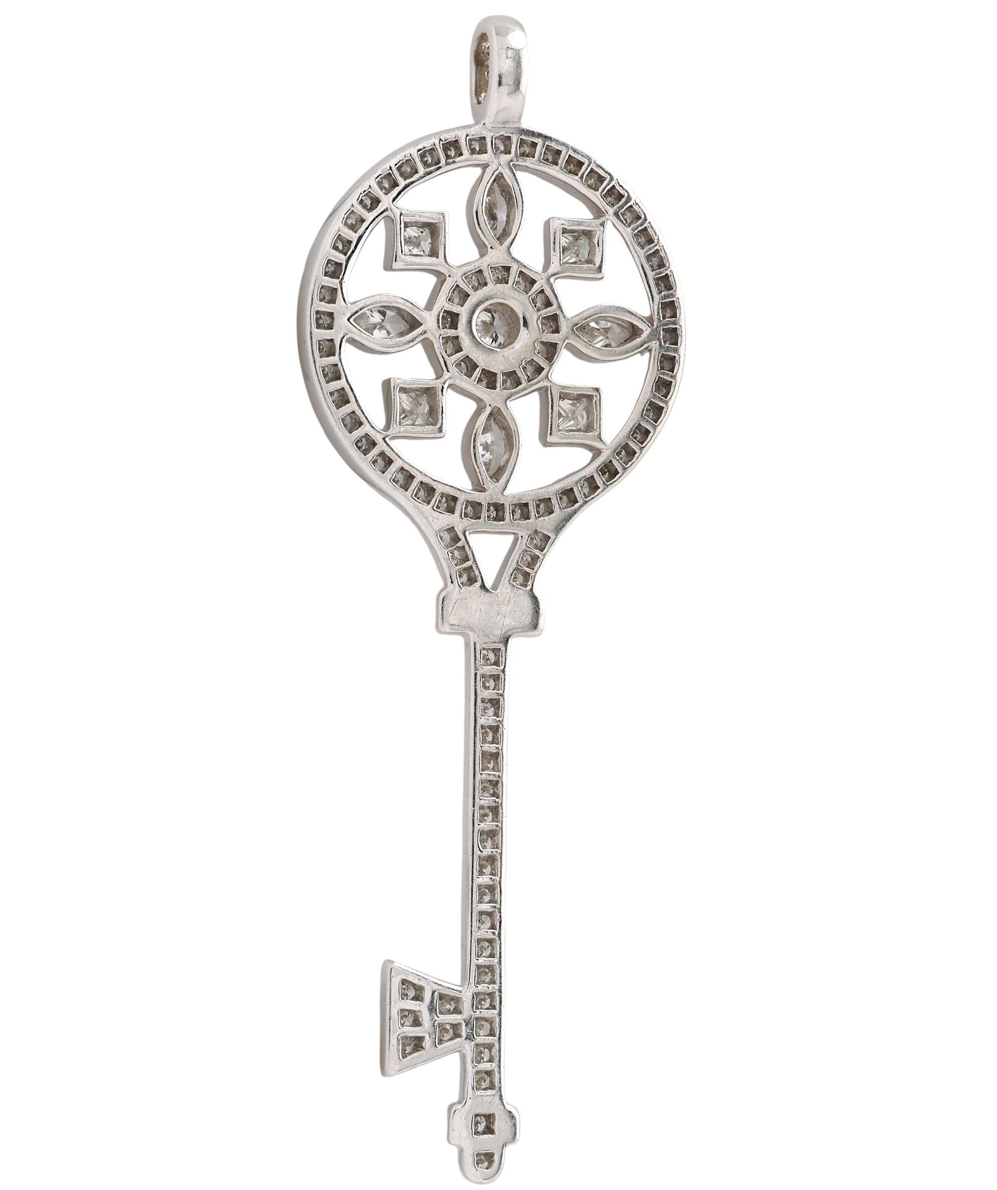 Tiffany & Co. 2010's Diamond Platinum Contemporary Kaleidoscope Key Pendant