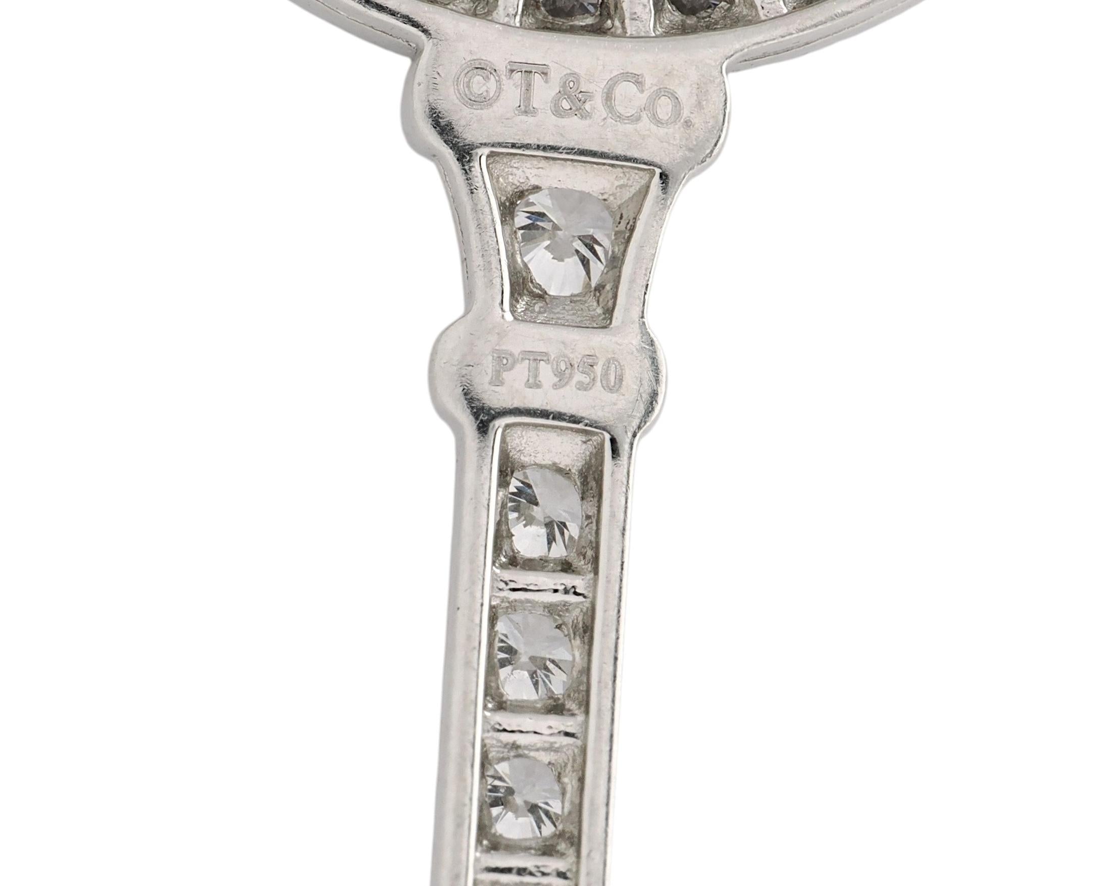 Tiffany & Co. 2010's Diamond Platinum Contemporary Petals Key Pendant