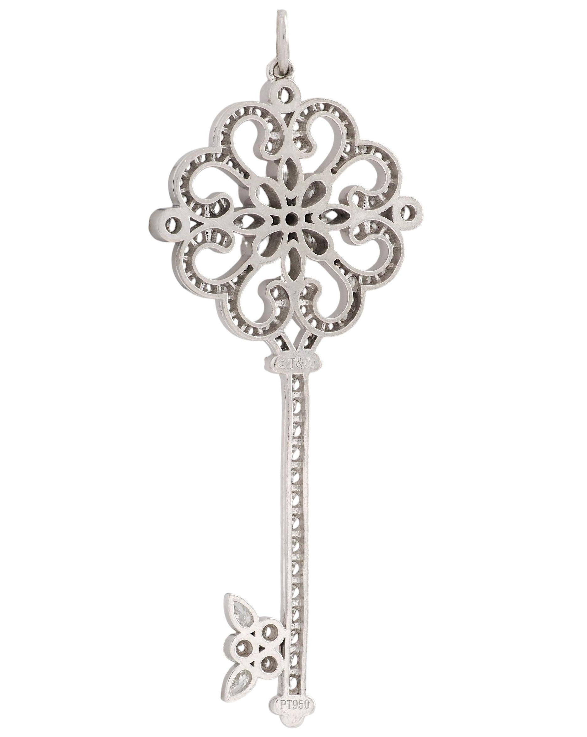 Tiffany & Co. 2010s Diamond Platinum Enchanted Primrose Butterfly Key Pendant