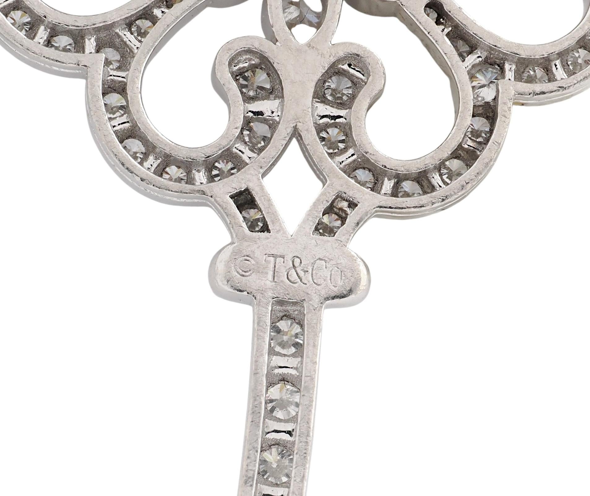 Tiffany & Co. 2010s Diamond Platinum Enchanted Primrose Butterfly Key Pendant
