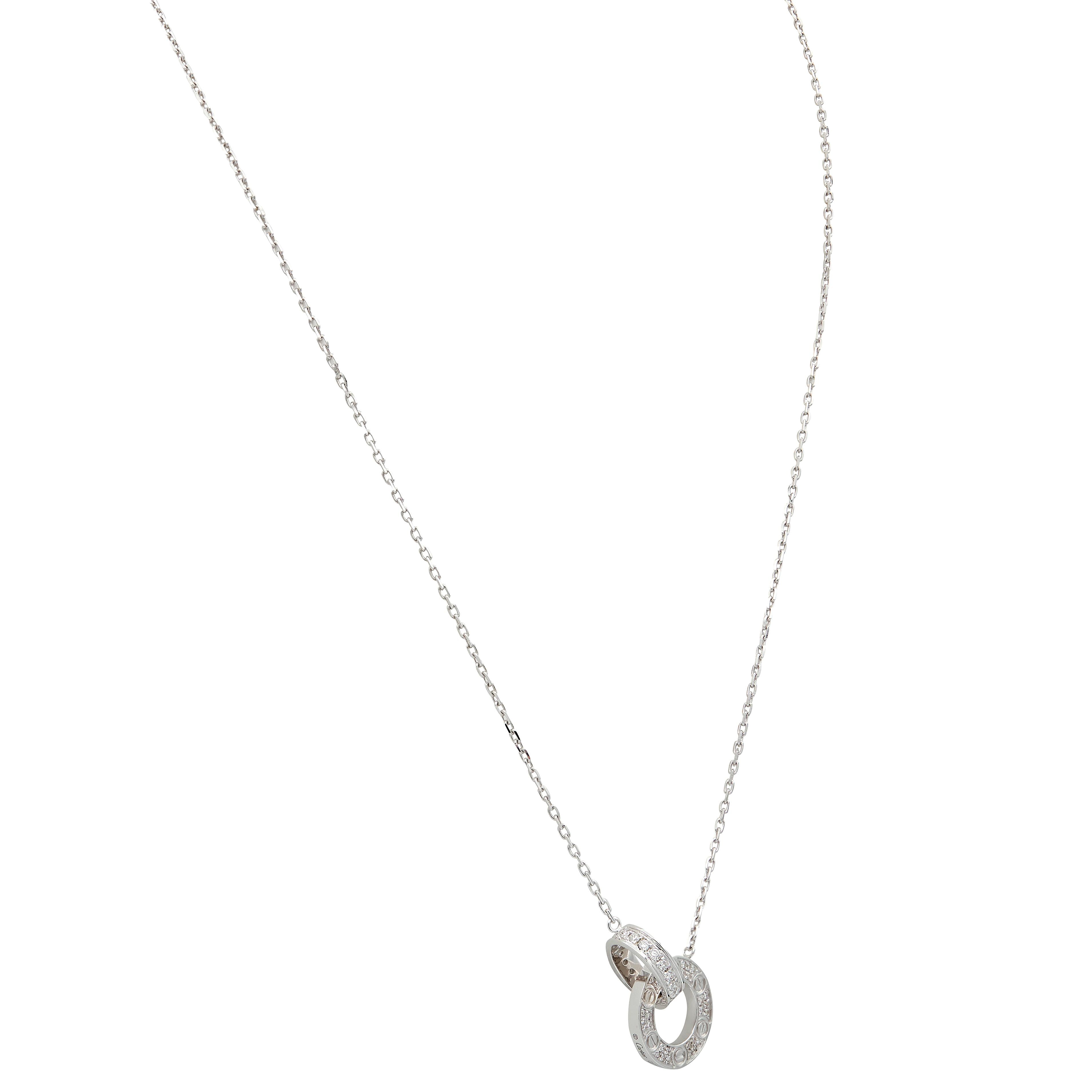 Cartier 2010's Diamond 18K Gold Contemporary Interlocking Love Station Necklace