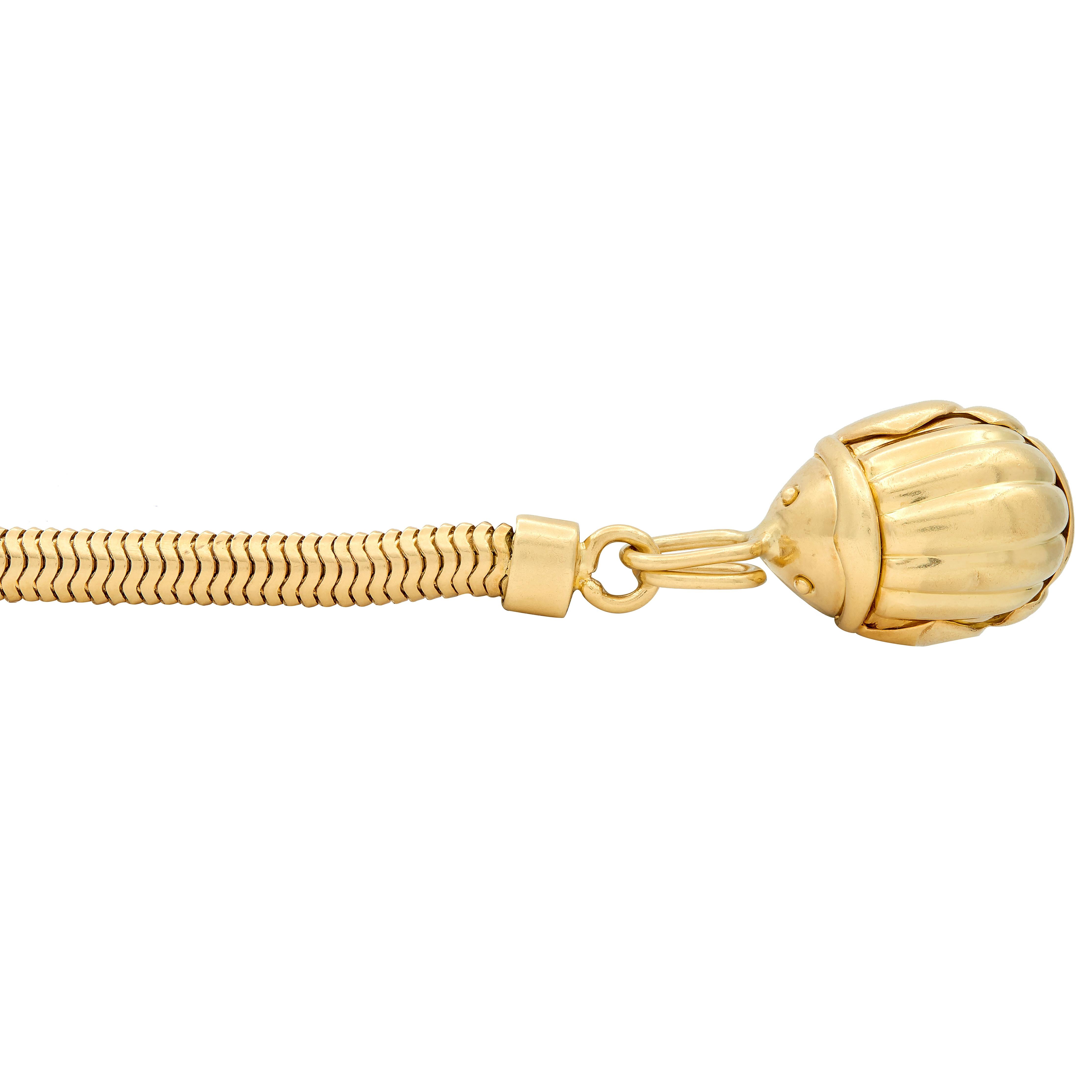 Tiffany & Co. 1993 18 Karat Yellow Gold Vintage Scarab Charm Bracelet