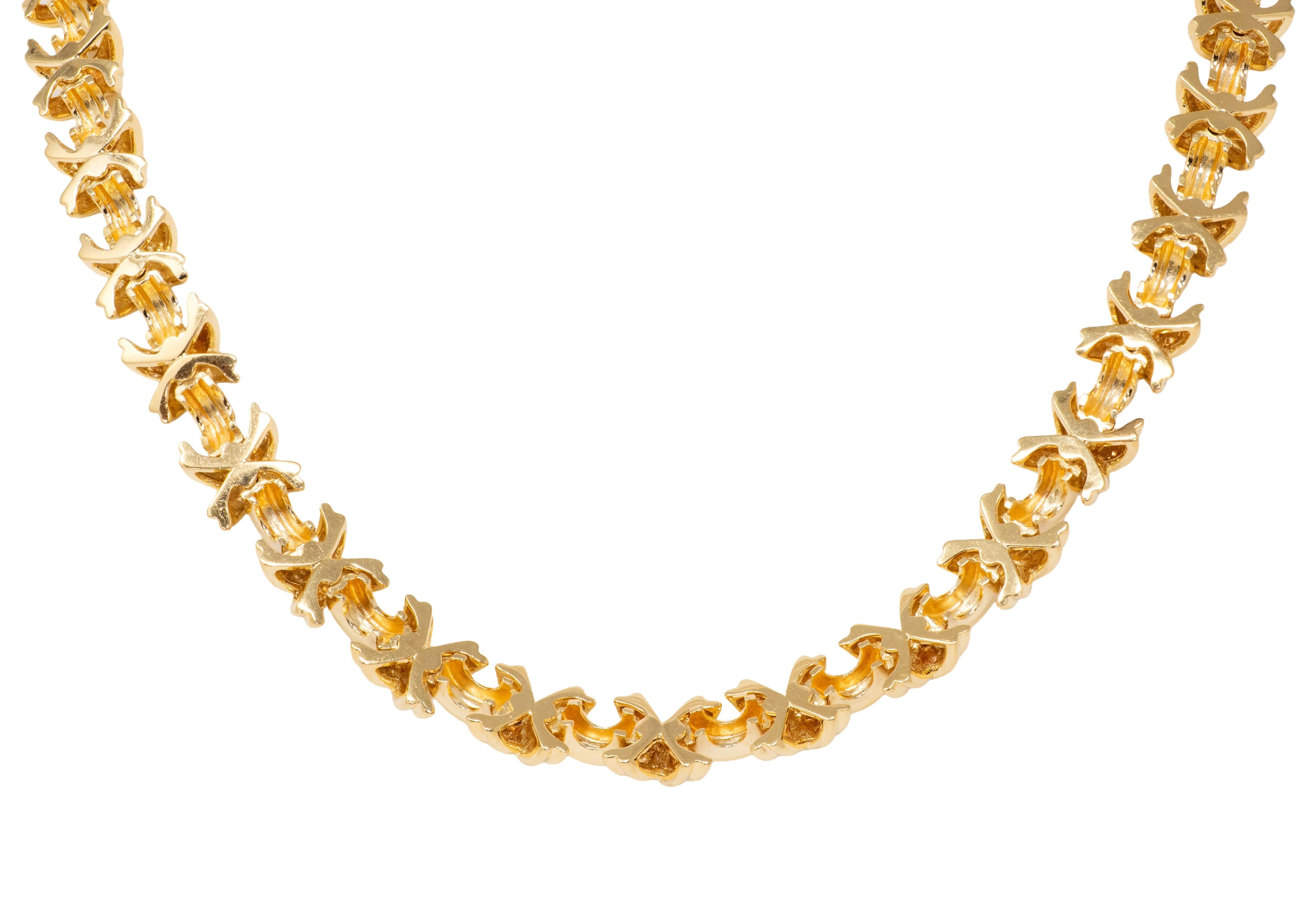 Tiffany & Co. 1980's 18 Karat Yellow Gold Vintage X Station Necklace