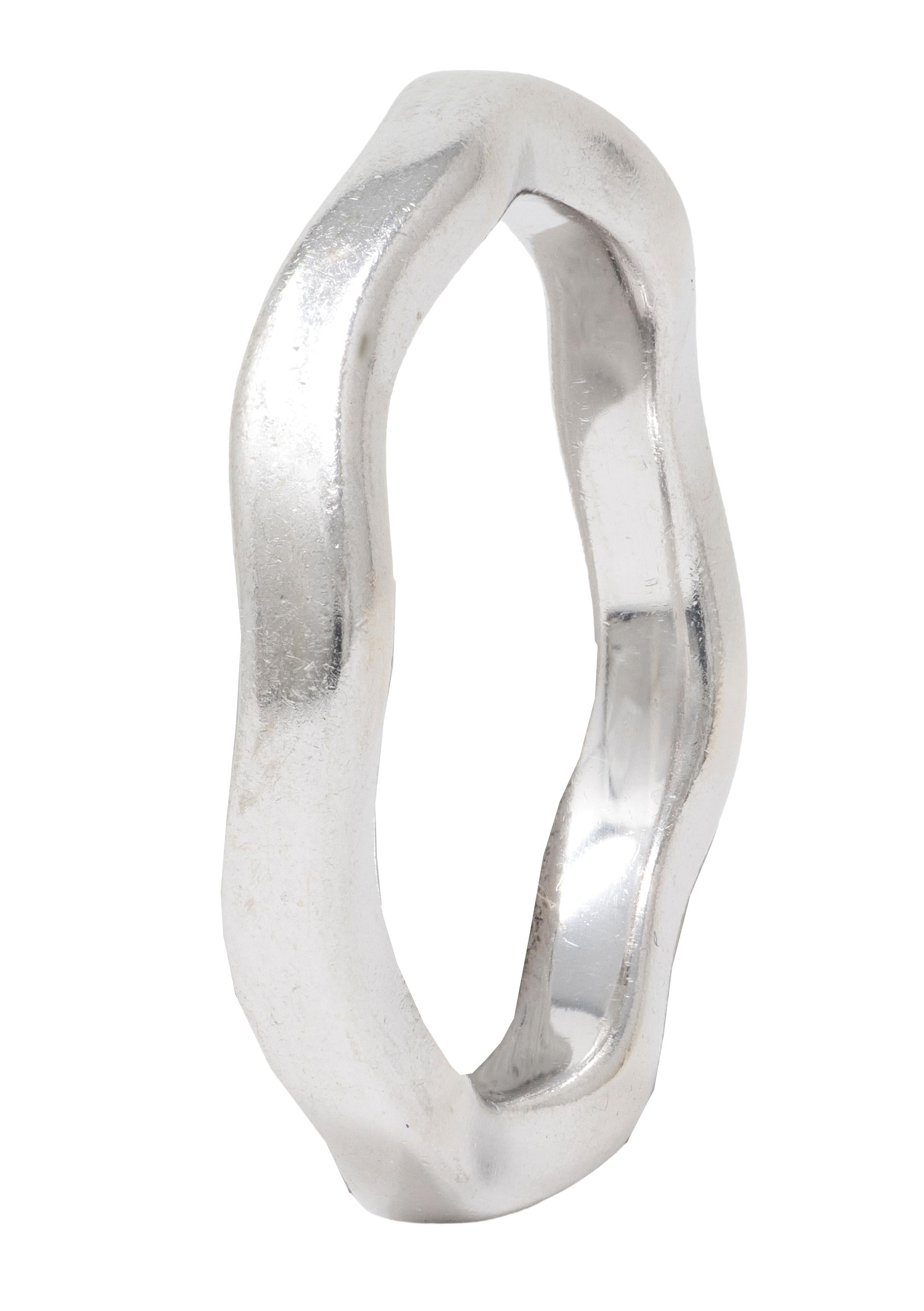 1990's 14 Karat White Gold Vintage Squiggle Band Ring