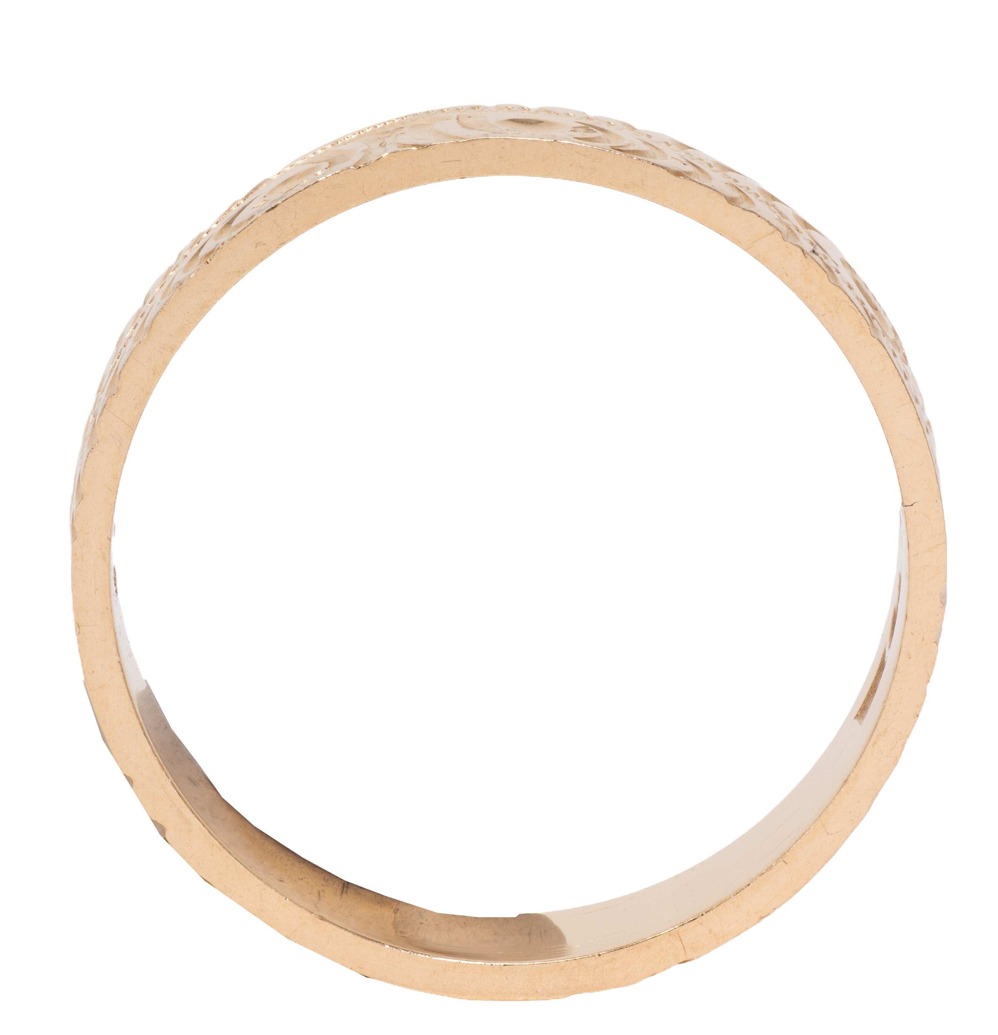 1970's 14 Karat Yellow Gold Vintage Scrolling Unisex Men's Wedding Band Ring