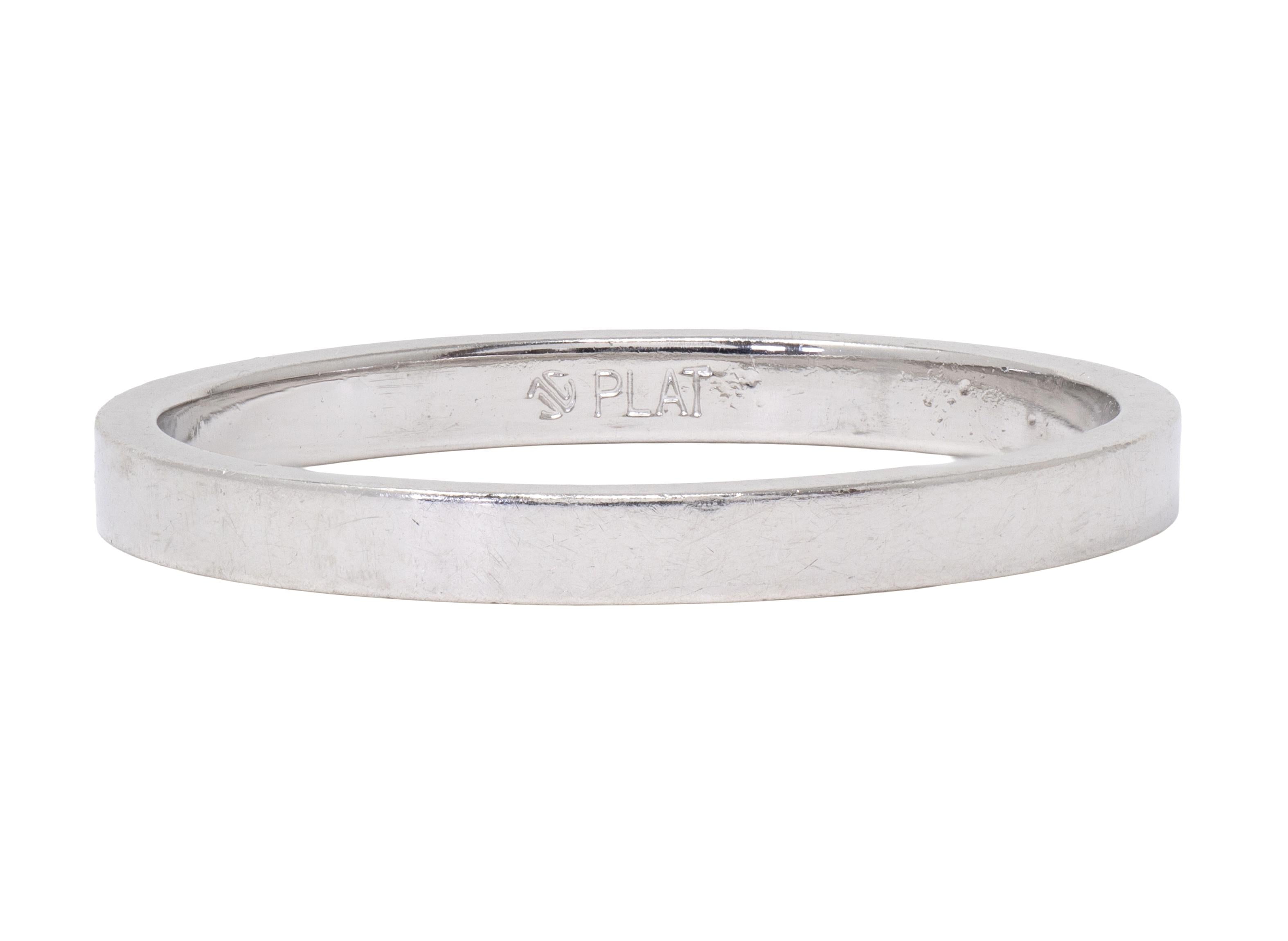 1990's Platinum Squared Vintage Wedding Band Ring