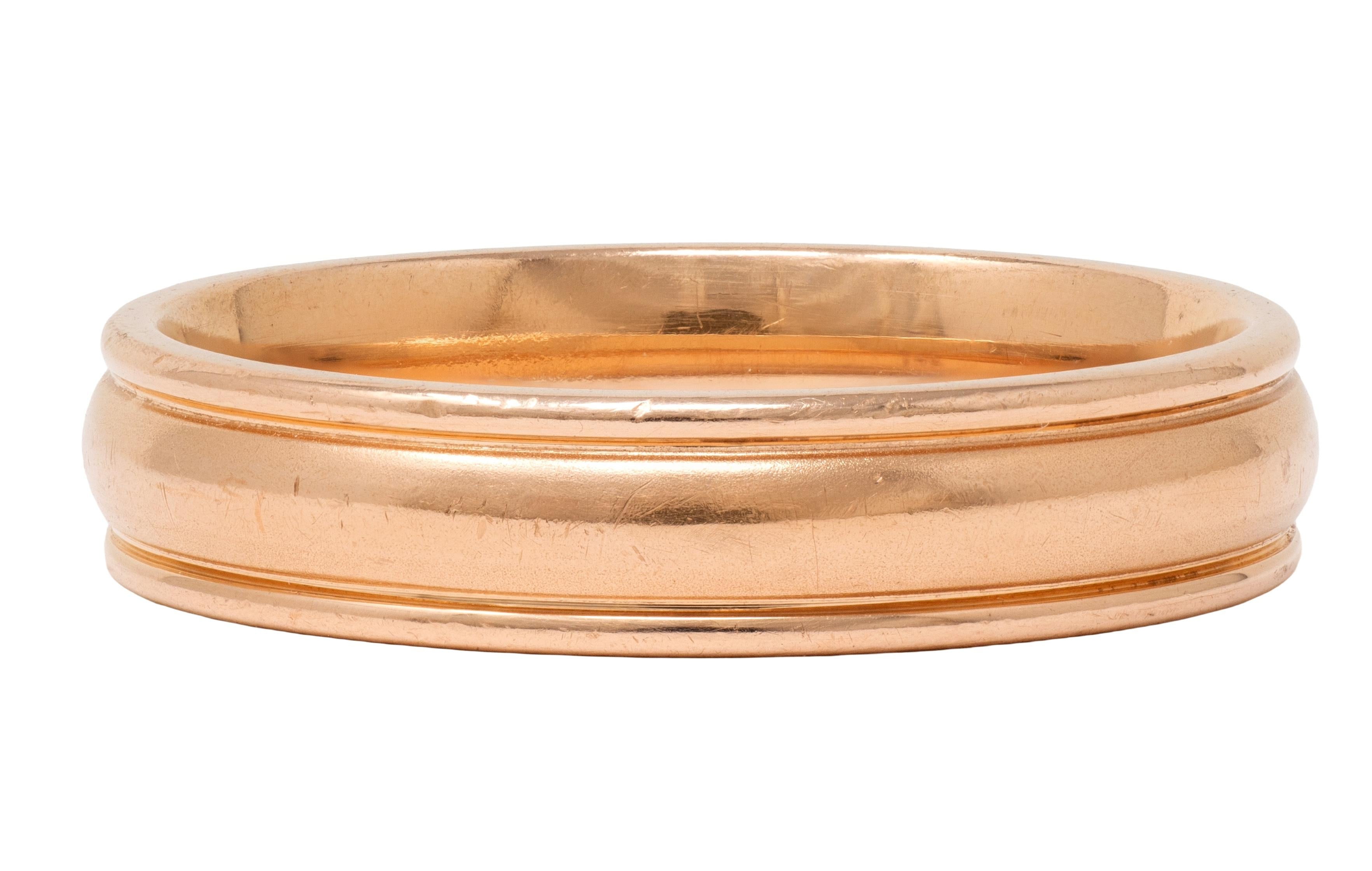 1990's 14 Karat Rose Gold Vintage Fluted Wedding Band Ring