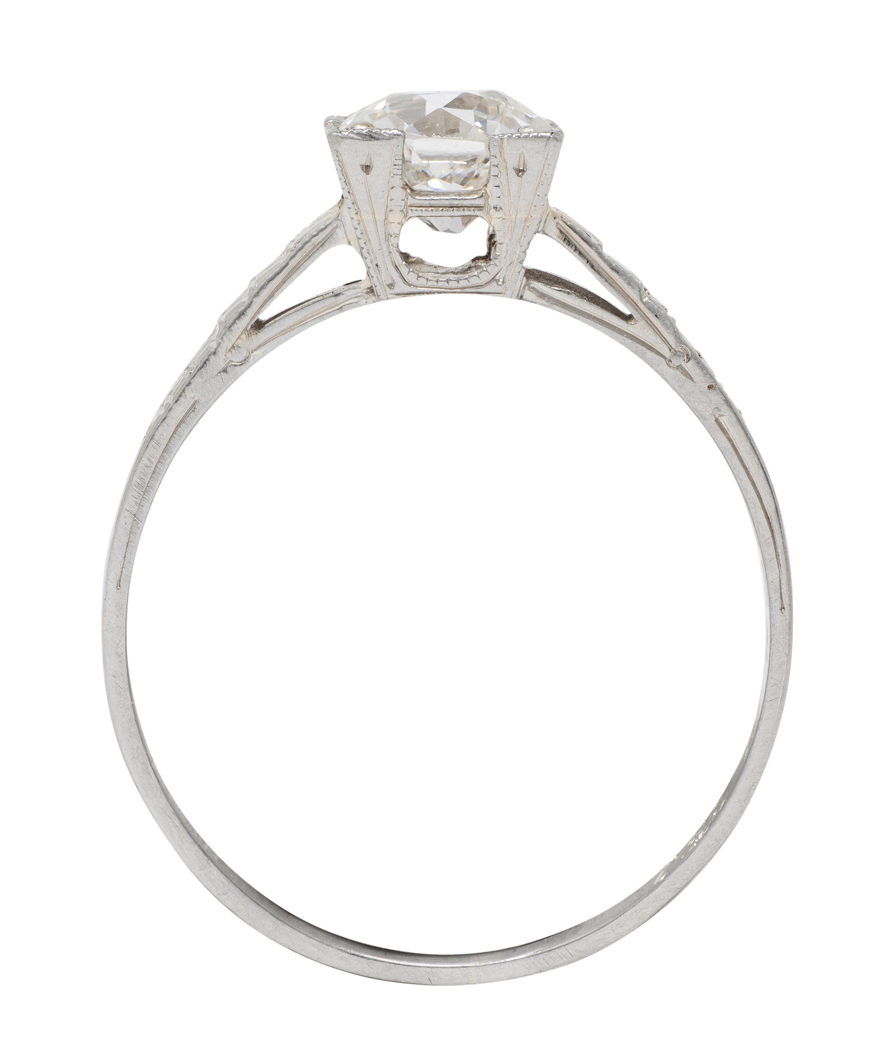 Art Deco Old European Diamond 18K Gold Vintage Orange Blossom Engagement Ring