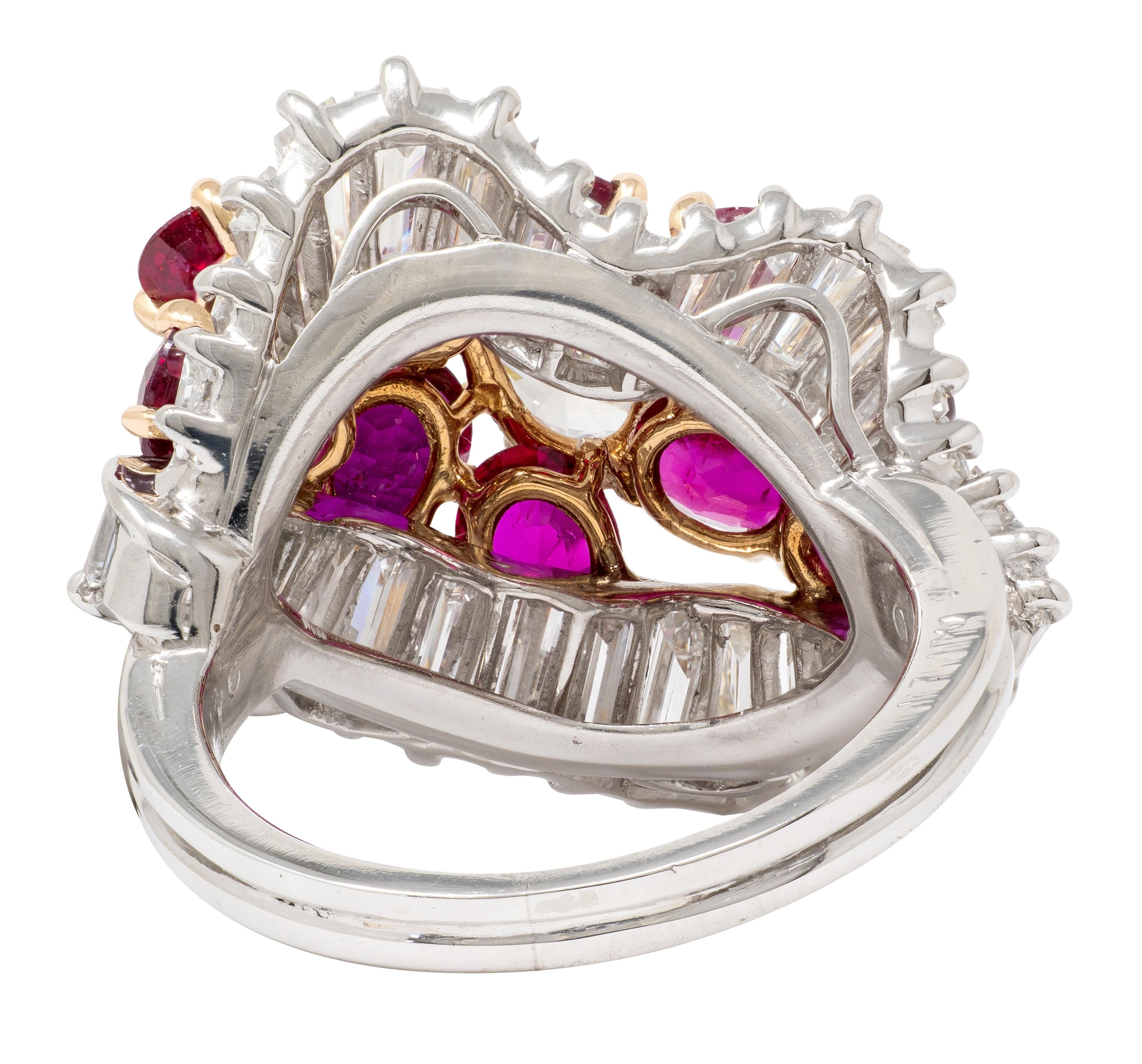 Cartier 1980's Ruby Diamond 18K Gold Platinum Vintage Ballerina Cocktail Ring