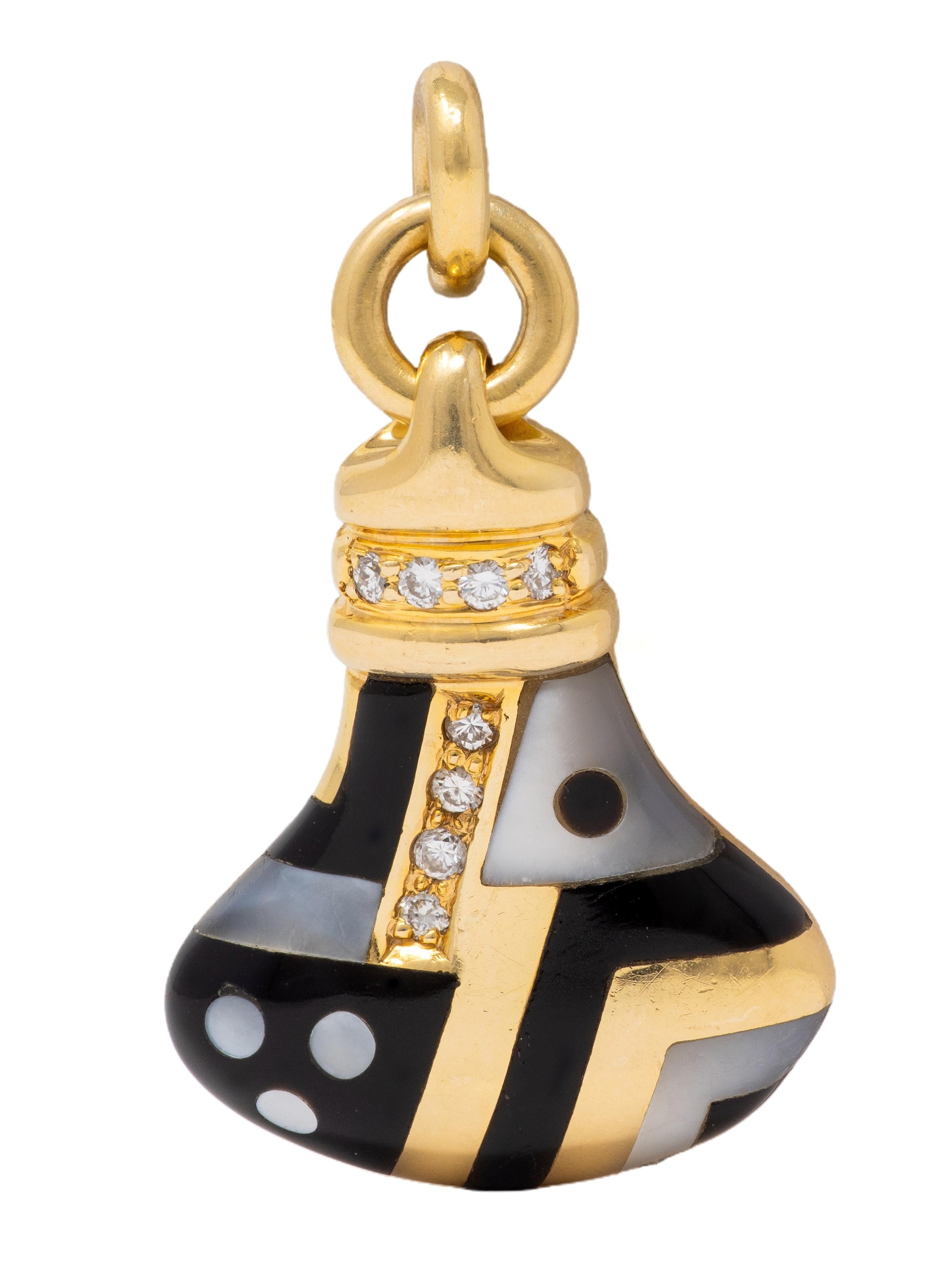 Asch Grossbardt 1980's Multi-Gem Diamond 14K Gold Vintage Bottle Charm