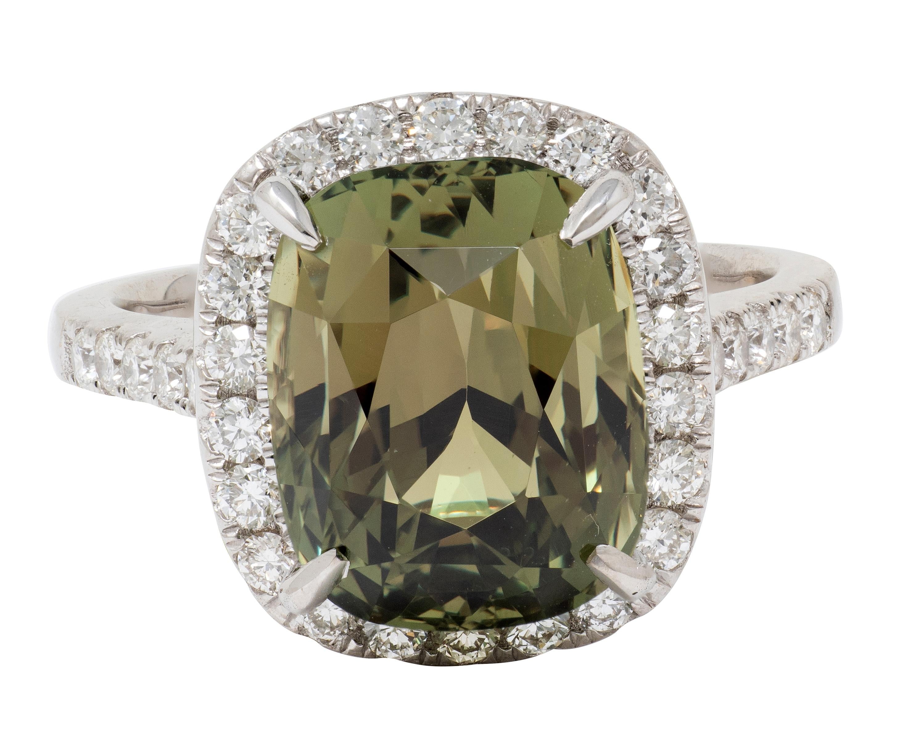 Orianne 2000's 8.65 CTW Alexandrite Diamond 18K White Gold Contemporary Ring