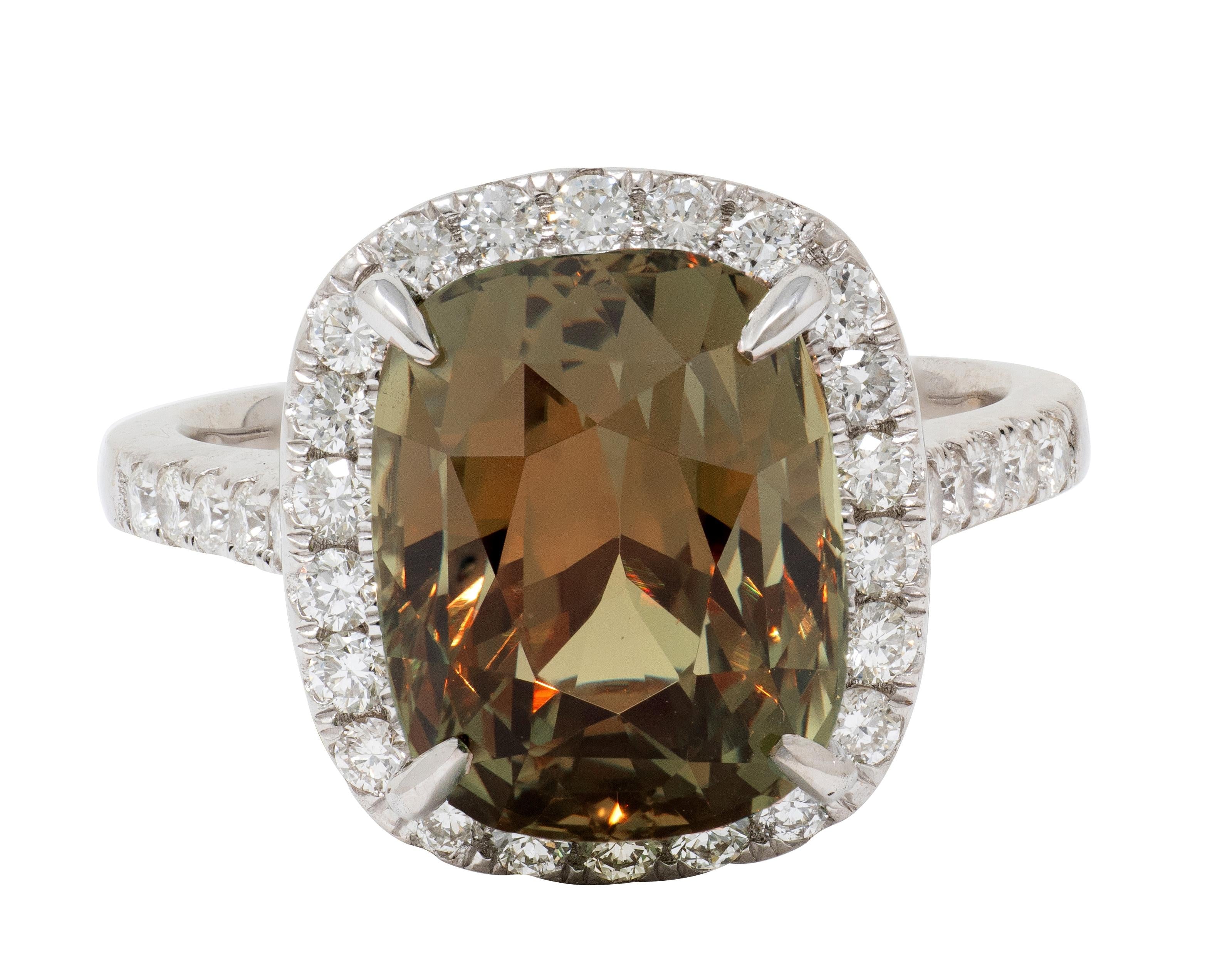 Orianne 2000's 8.65 CTW Alexandrite Diamond 18K White Gold Contemporary Ring