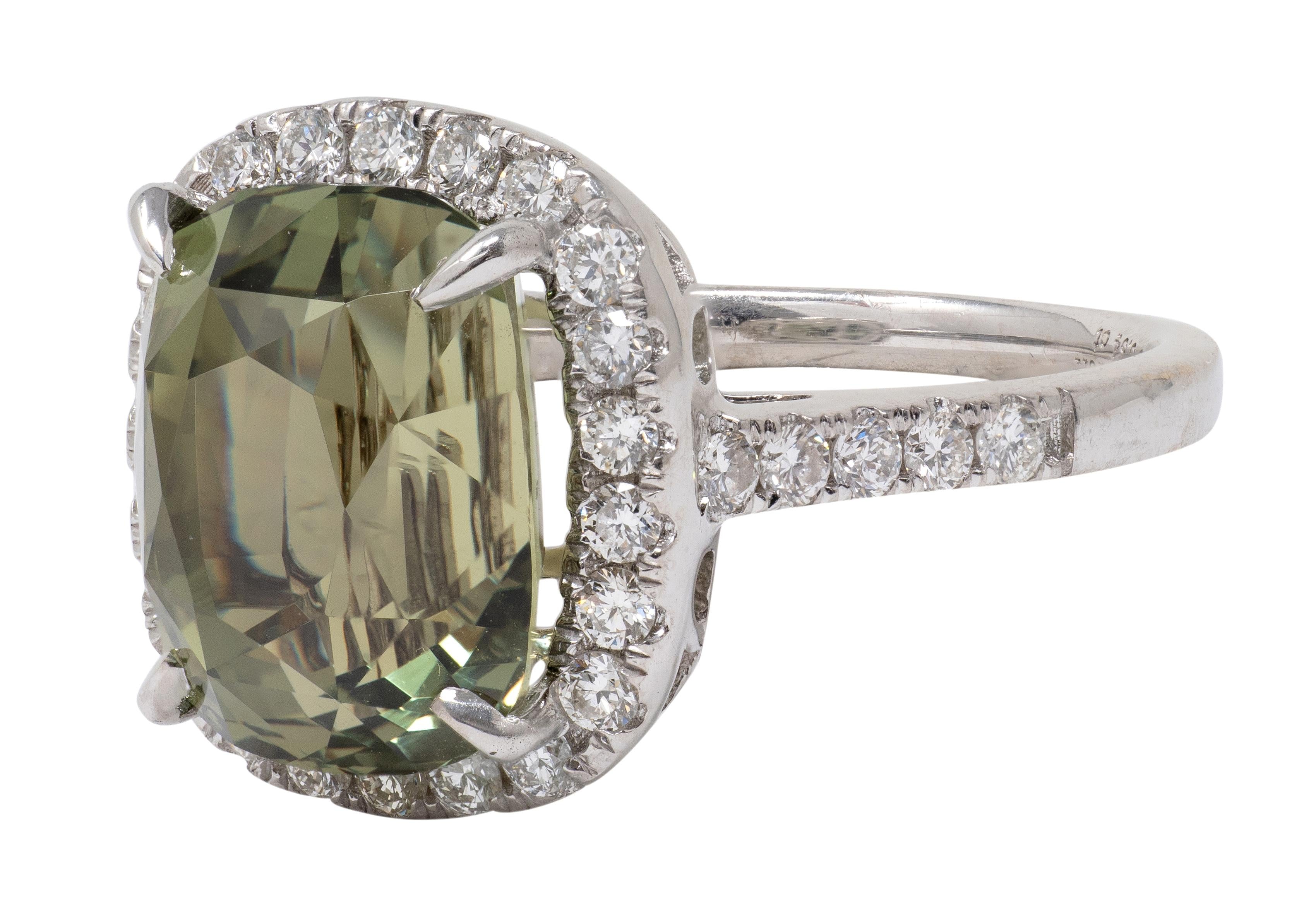 Orianne 2000's 8.65 CTW Alexandrite Diamond 18K White Gold Contemporary Ring
