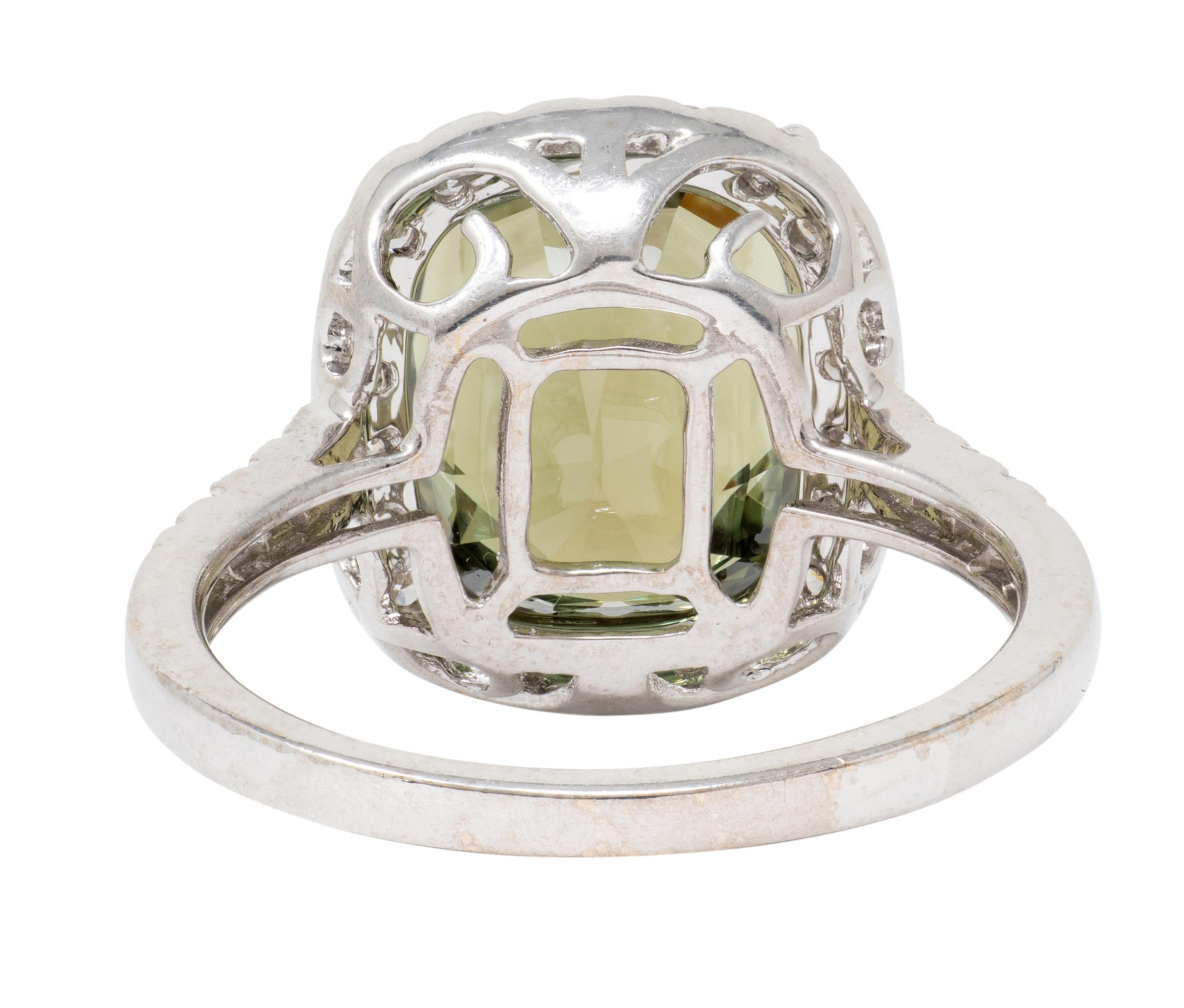 Orianne 2000's 8.65 CTW Alexandrite Diamond 18K White Gold Contemporary Ring