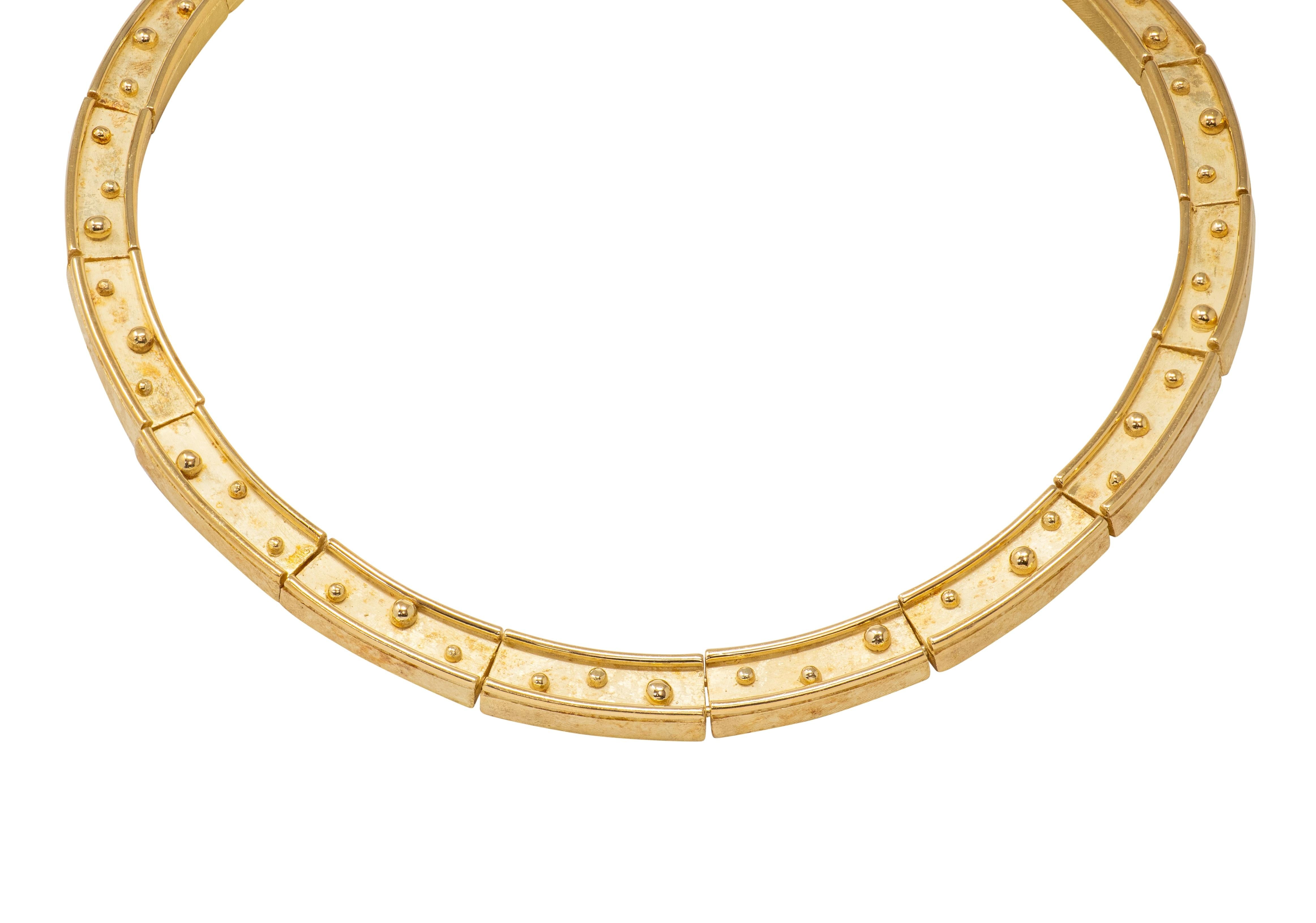 Denise Roberge 1990's 18 Karat Yellow Gold Vintage Spotted Collar Necklace