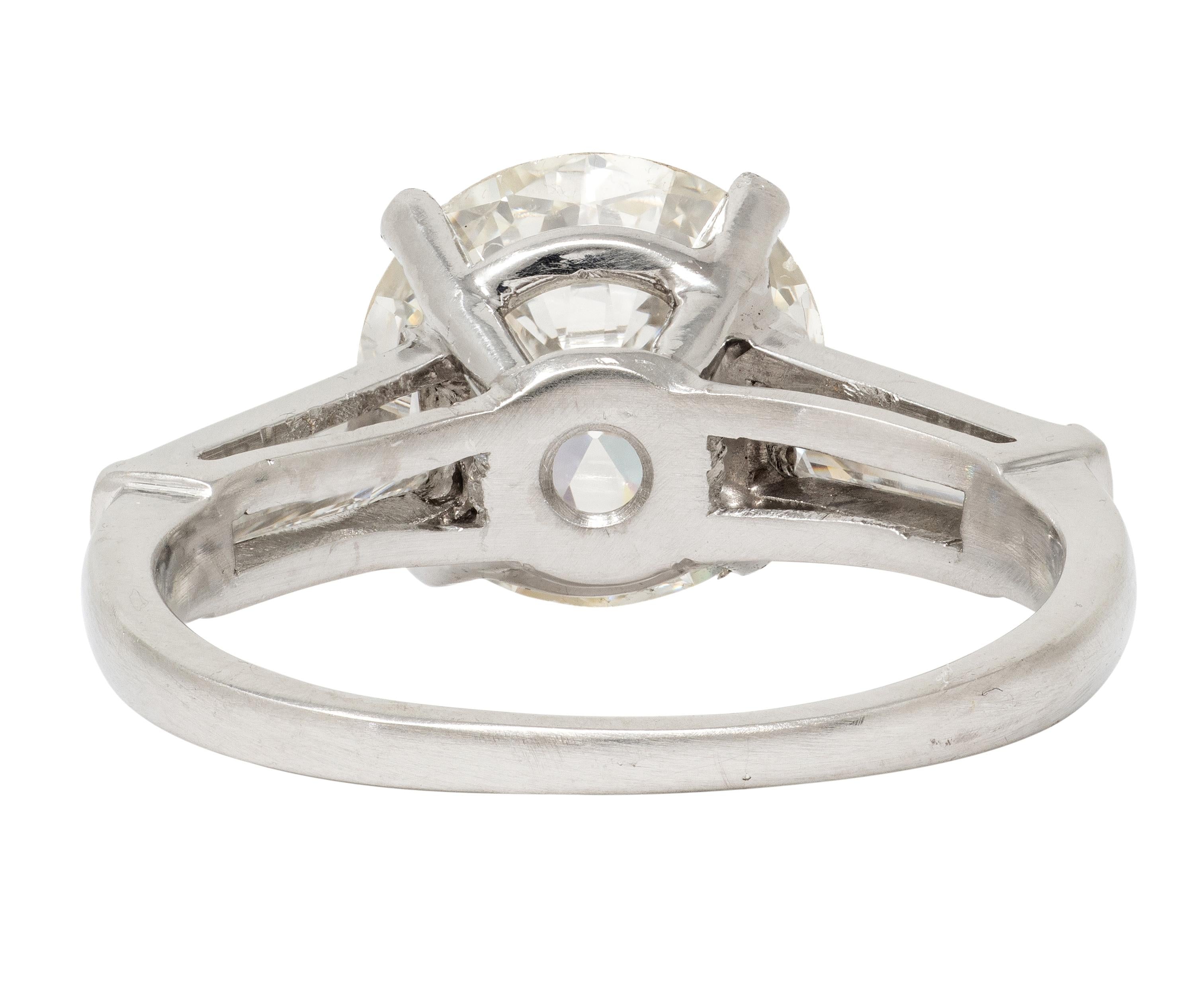 Mid-Century 3.50 CTW Diamond Platinum Vintage Engagement Ring GIA