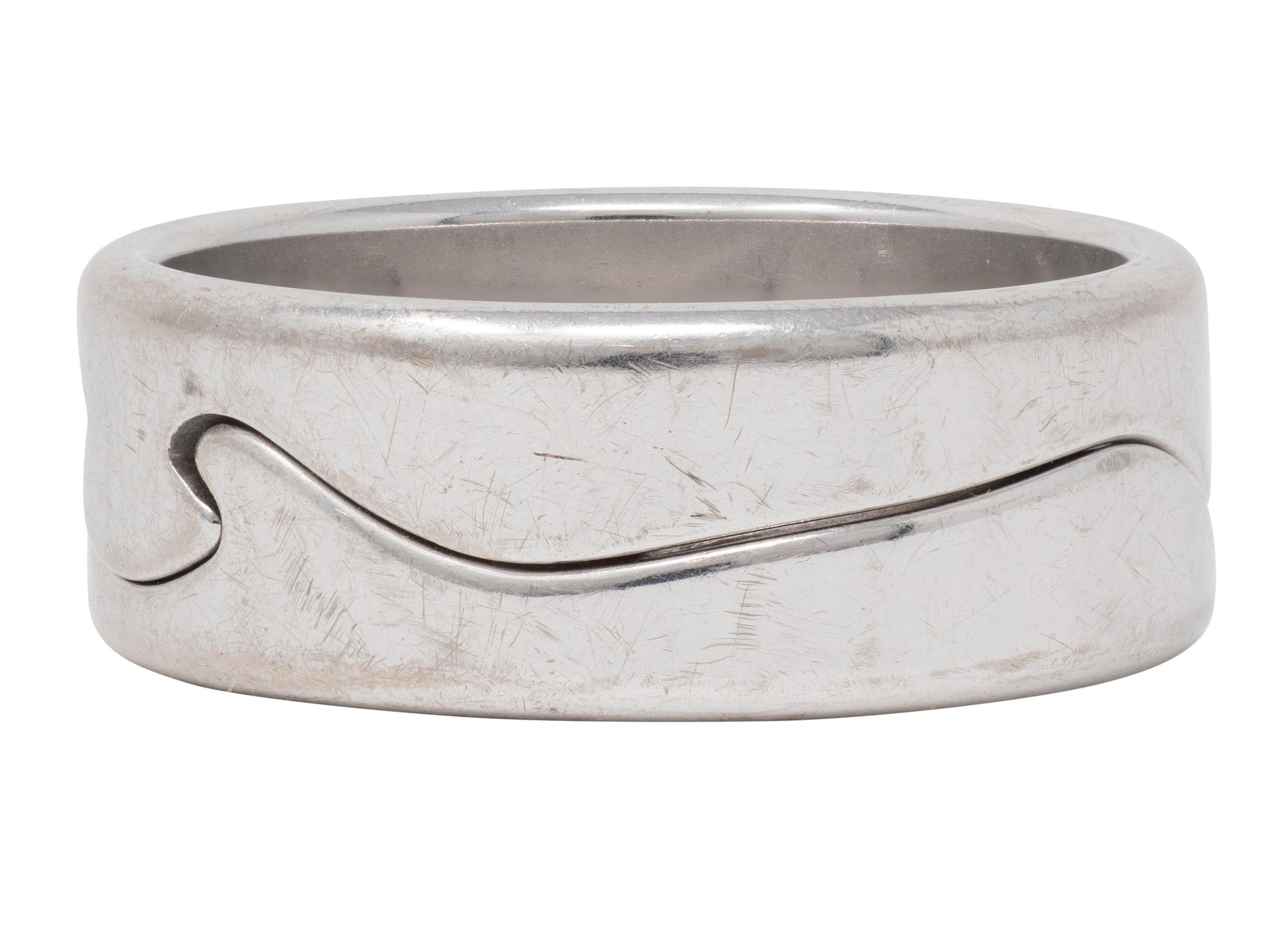 Nina Koppel For Georg Jensen 1990's 18 Karat White Gold Vintage Puzzle Ring