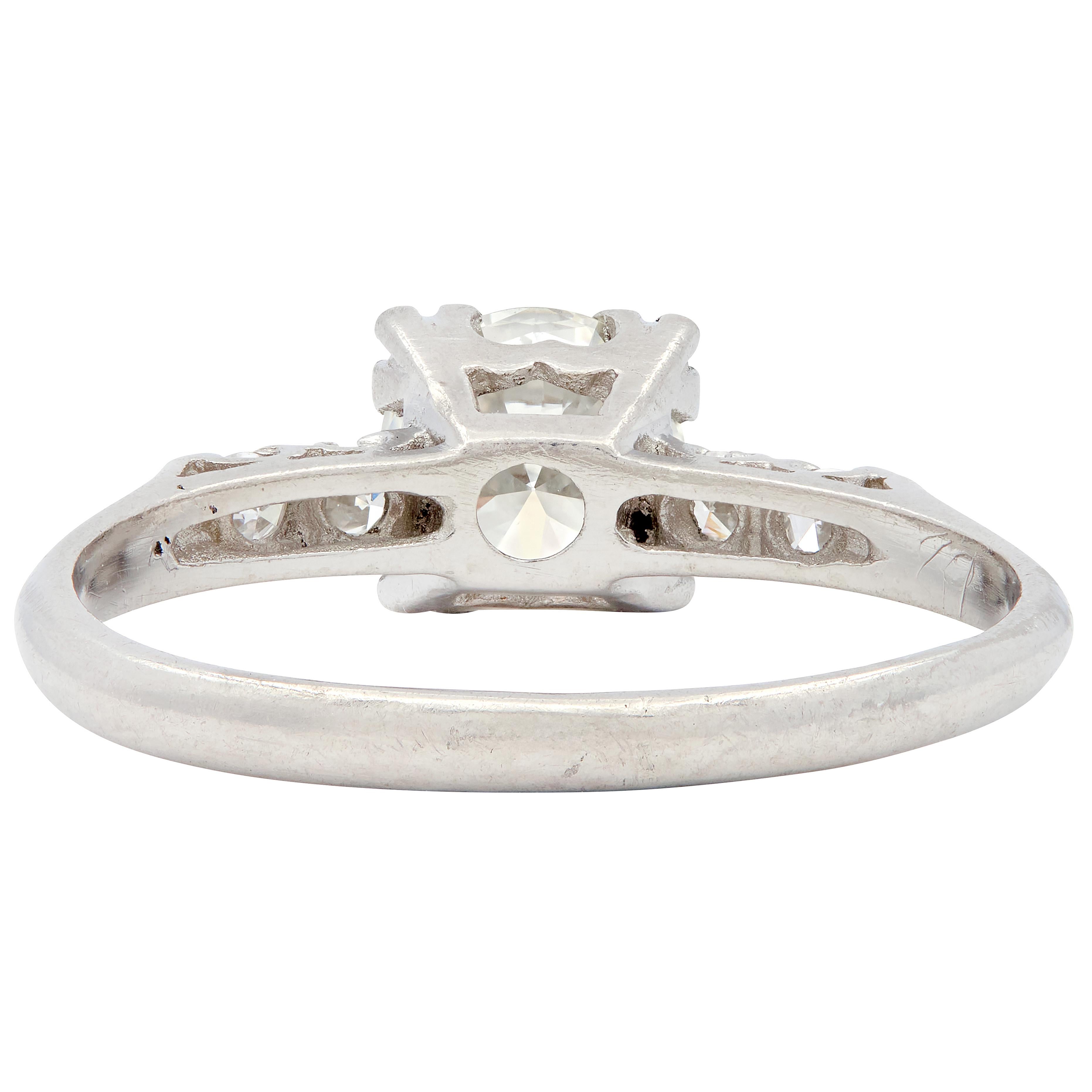 Art Deco 0.96 CTW Diamond Platinum Vintage Five Stone Engagement Ring