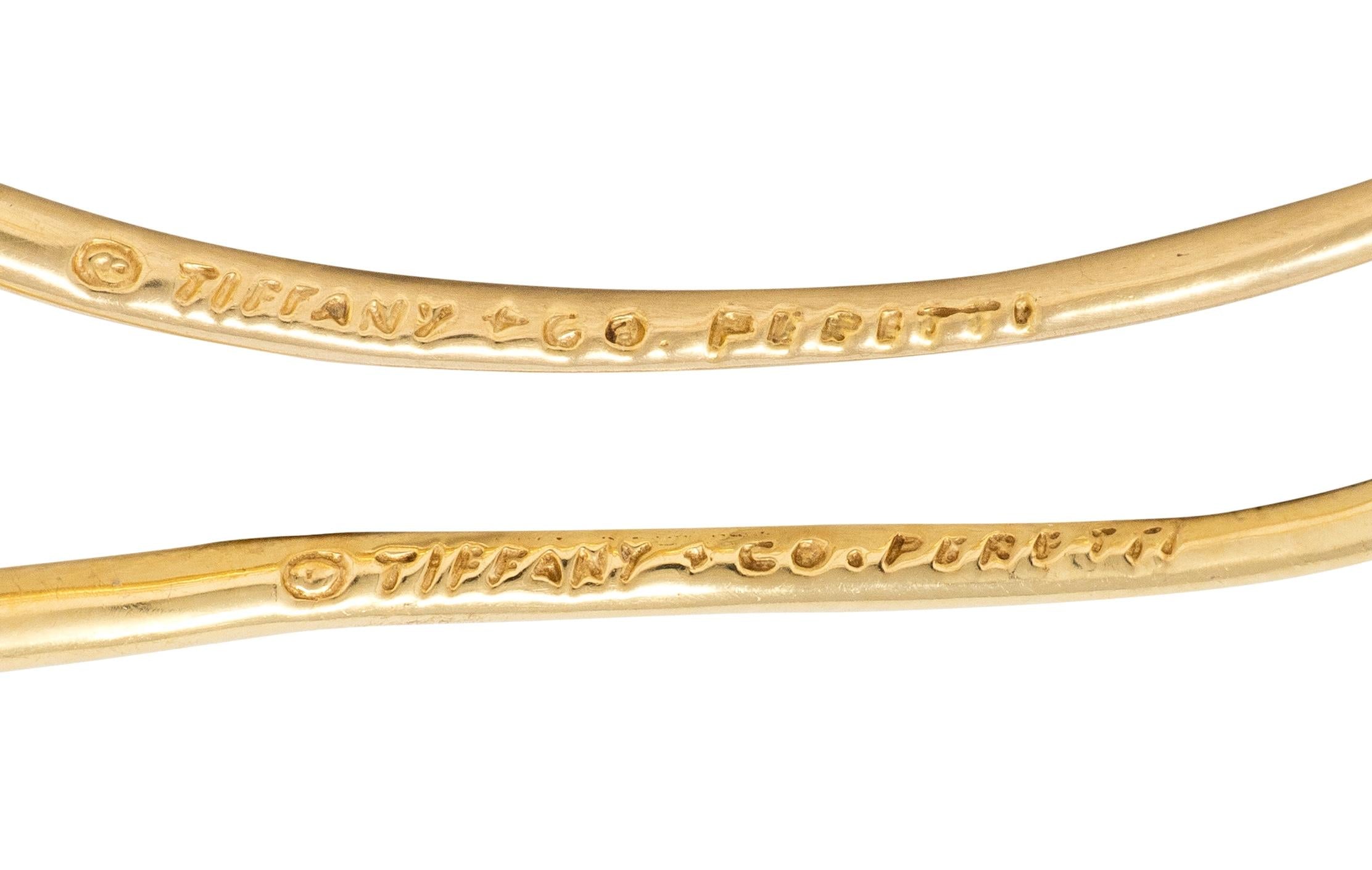 Tiffany & Co. Elsa Peretti 1970's 18 K Yellow Gold Vintage Heart Hoop Earrings