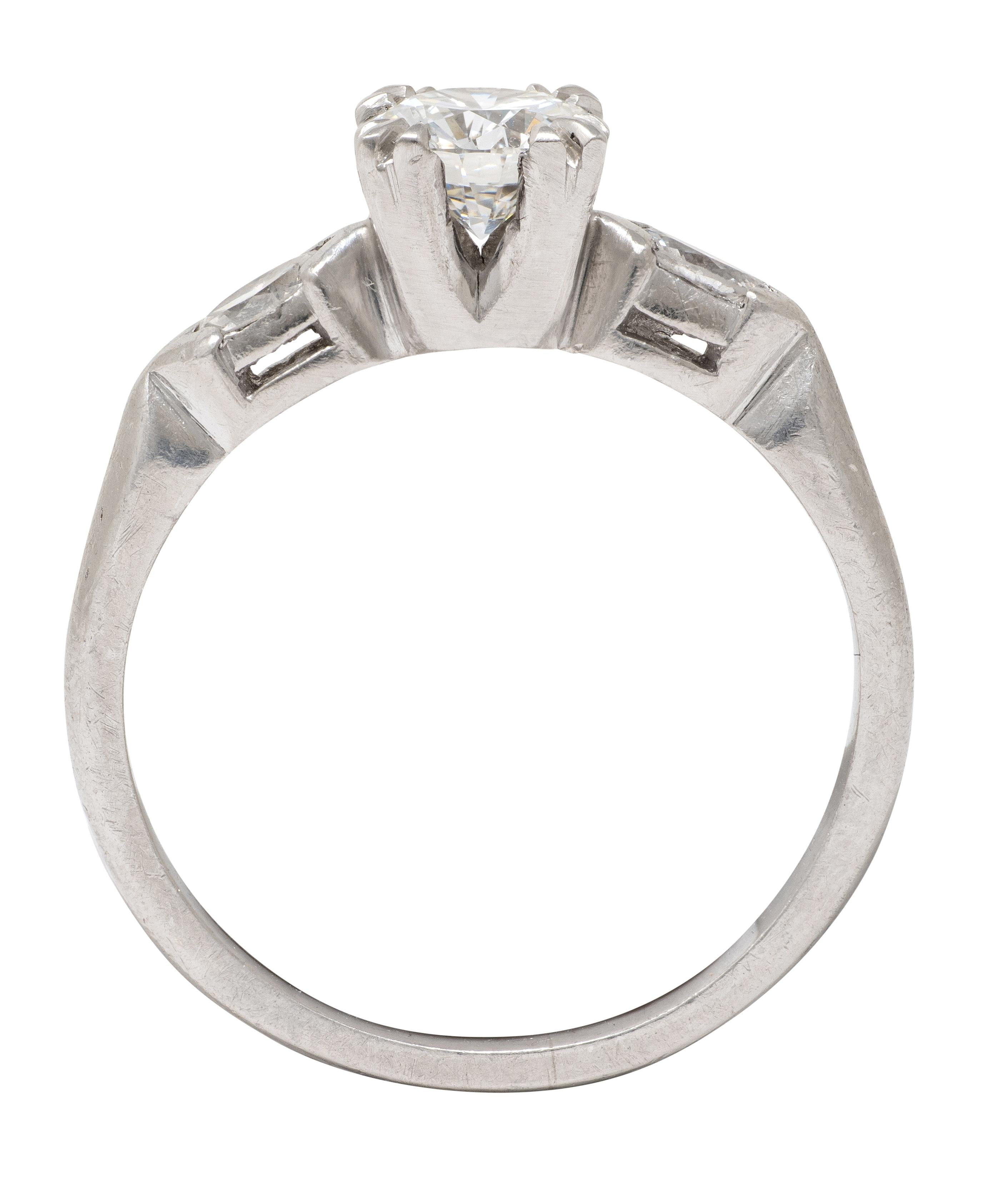 Mid-Century 0.82 CTW Diamond Platinum Marquise Three Stone Engagement Ring GIA