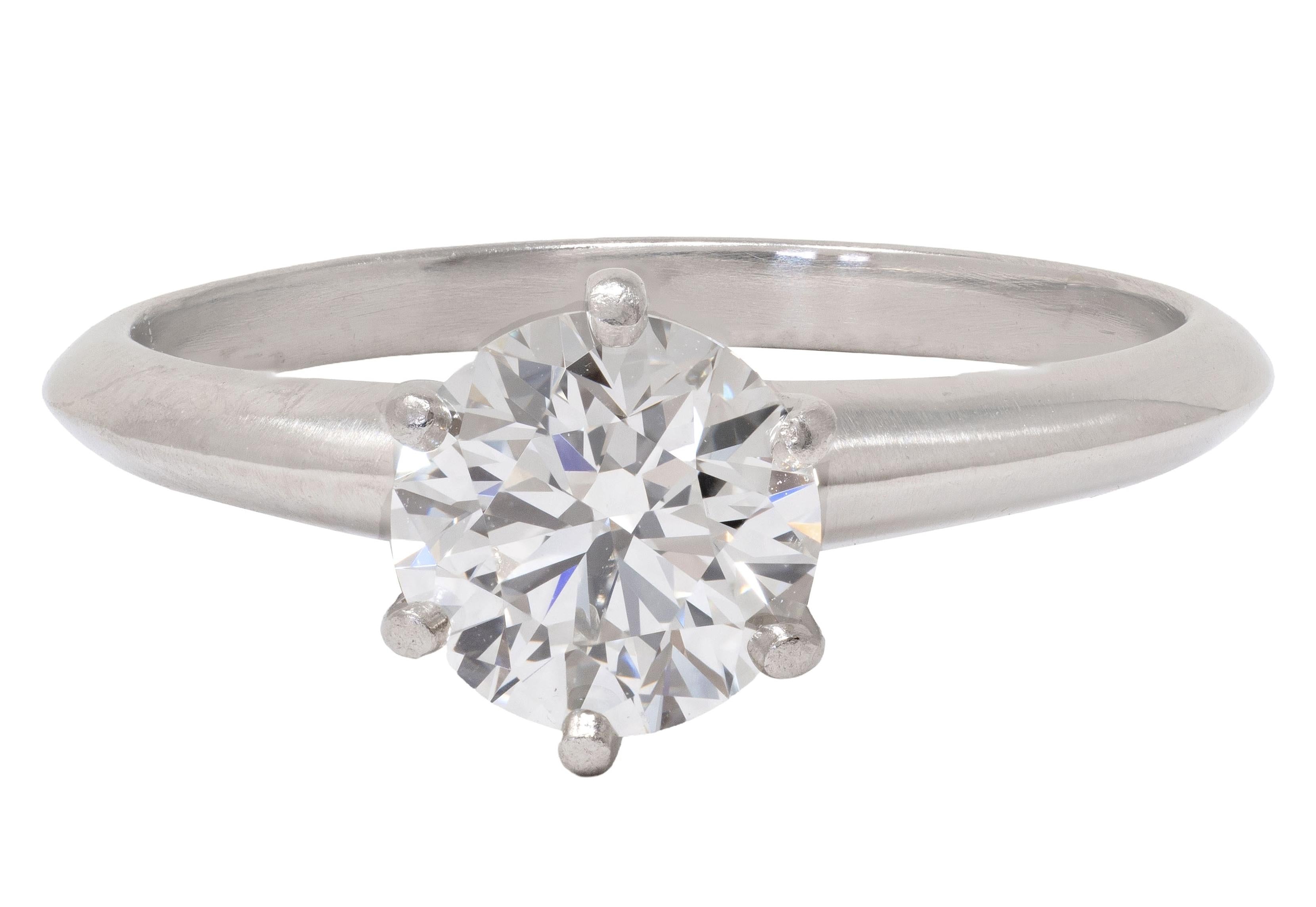 Tiffany & Co. 1.11 Carat Round Diamond Platinum Solitaire Engagement Ring GIA