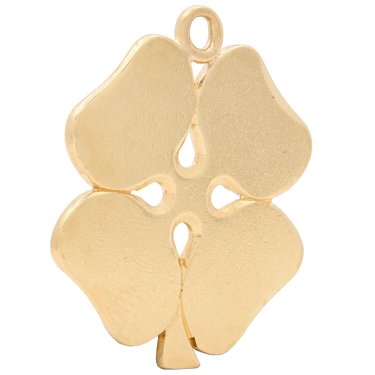 Cartier 1950's 14 Karat Yellow Gold Vintage Four-Leaf Clover Pendant