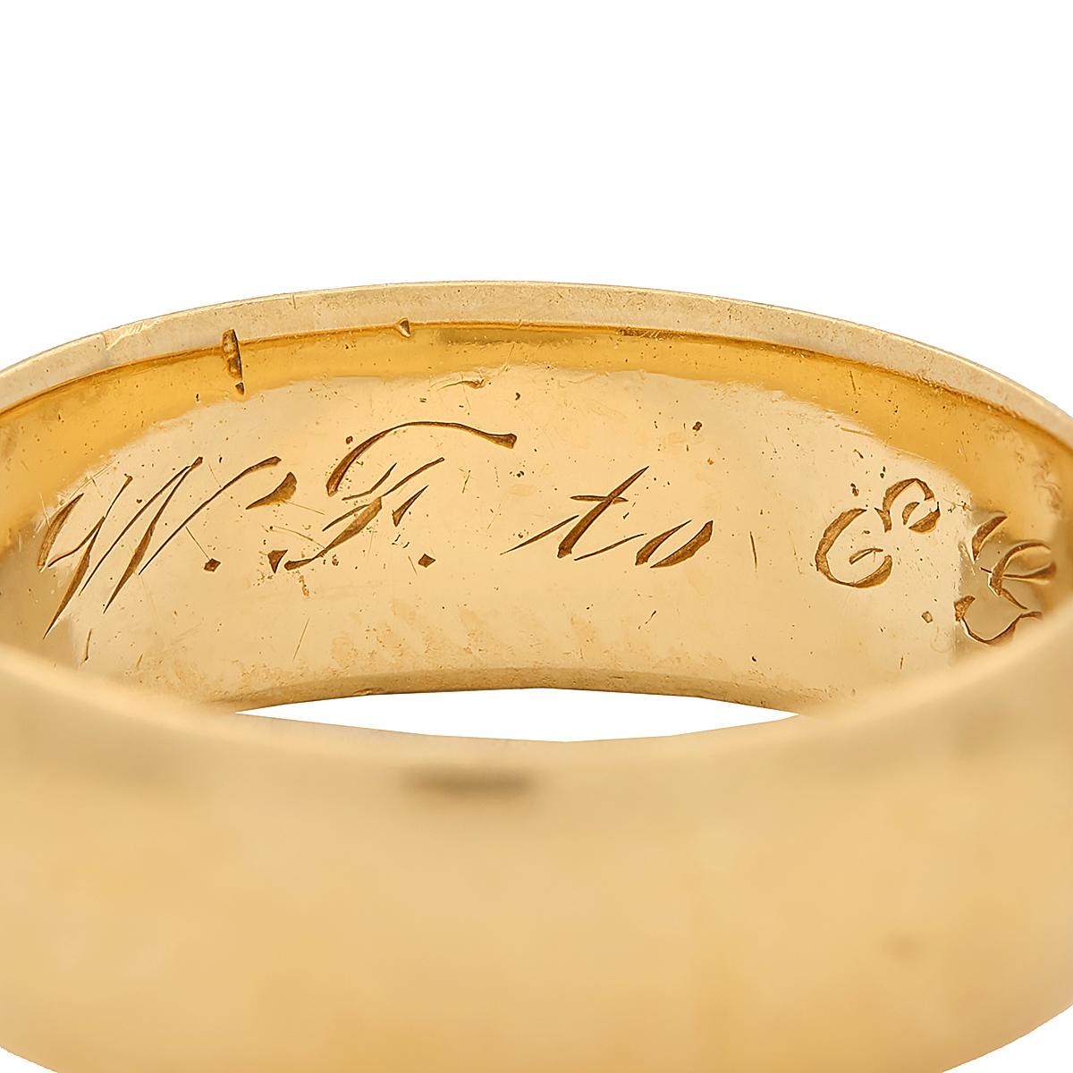 Victorian 18 Karat Yellow Gold Antique Wide Cigar Wedding Band Ring