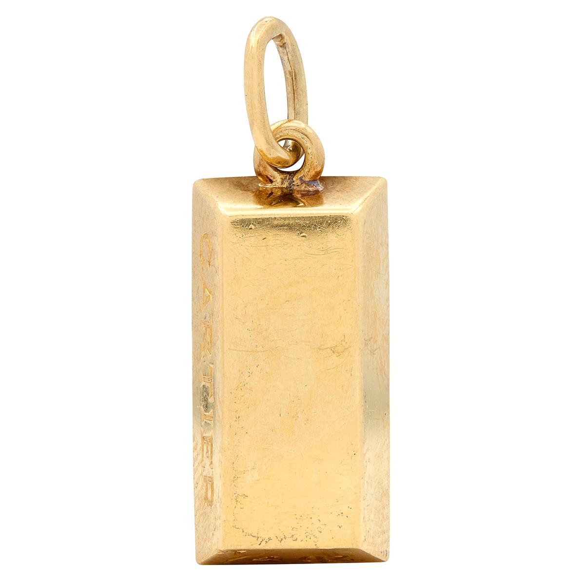 Cartier 1970's 18 Karat Yellow Gold Vintage 1/4 Oz. Gold Bar Ingot Pendant