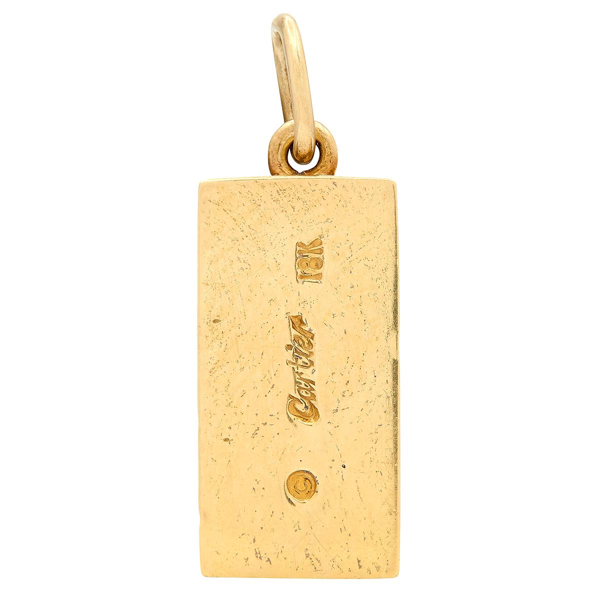 Cartier 1970's 18 Karat Yellow Gold Vintage 1/4 Oz. Gold Bar Ingot Pendant