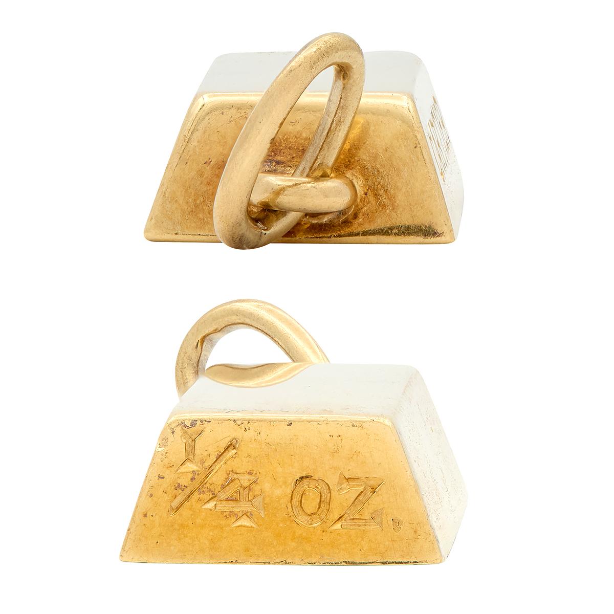 Cartier 1970's 18 Karat Yellow Gold Vintage 1/4 Oz. Gold Bar Ingot Pendant