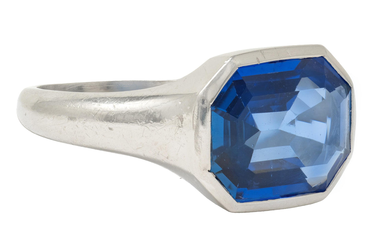 Tiffany & Co. Art Deco No Heat Burma Sapphire Platinum Unisex Vintage Ring AGL