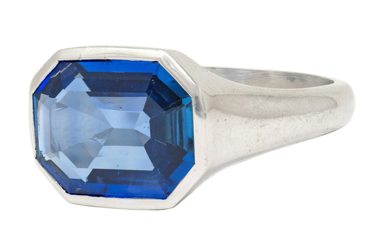 Tiffany & Co. Art Deco No Heat Burma Sapphire Platinum Unisex Vintage Ring AGL