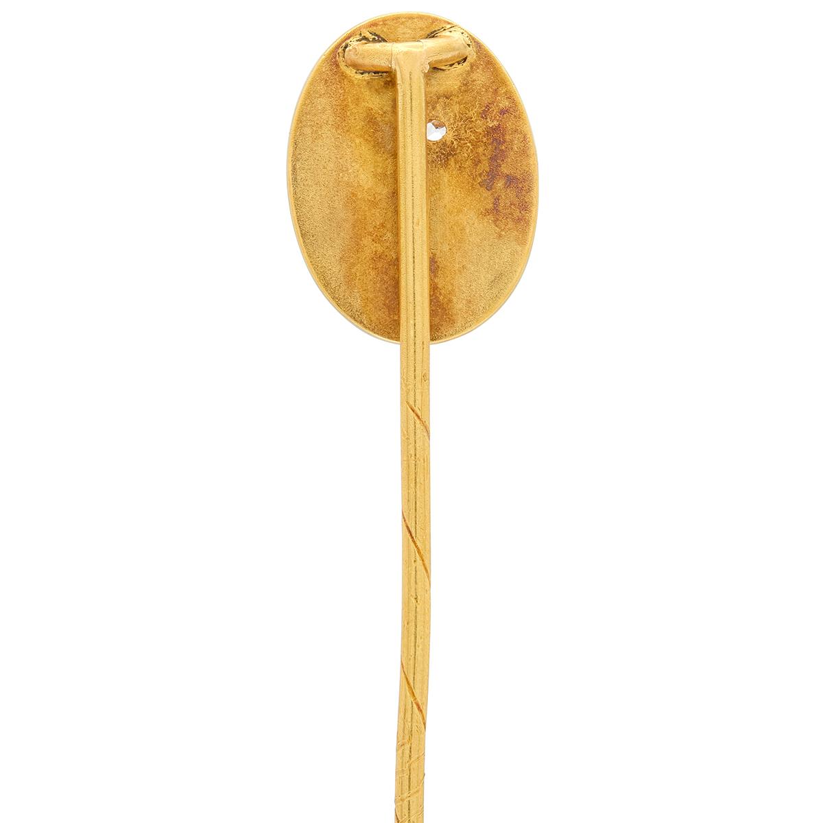 Victorian Old Mine Diamond Enamel 18K Gold Antique Greek Goddess Athena Stickpin