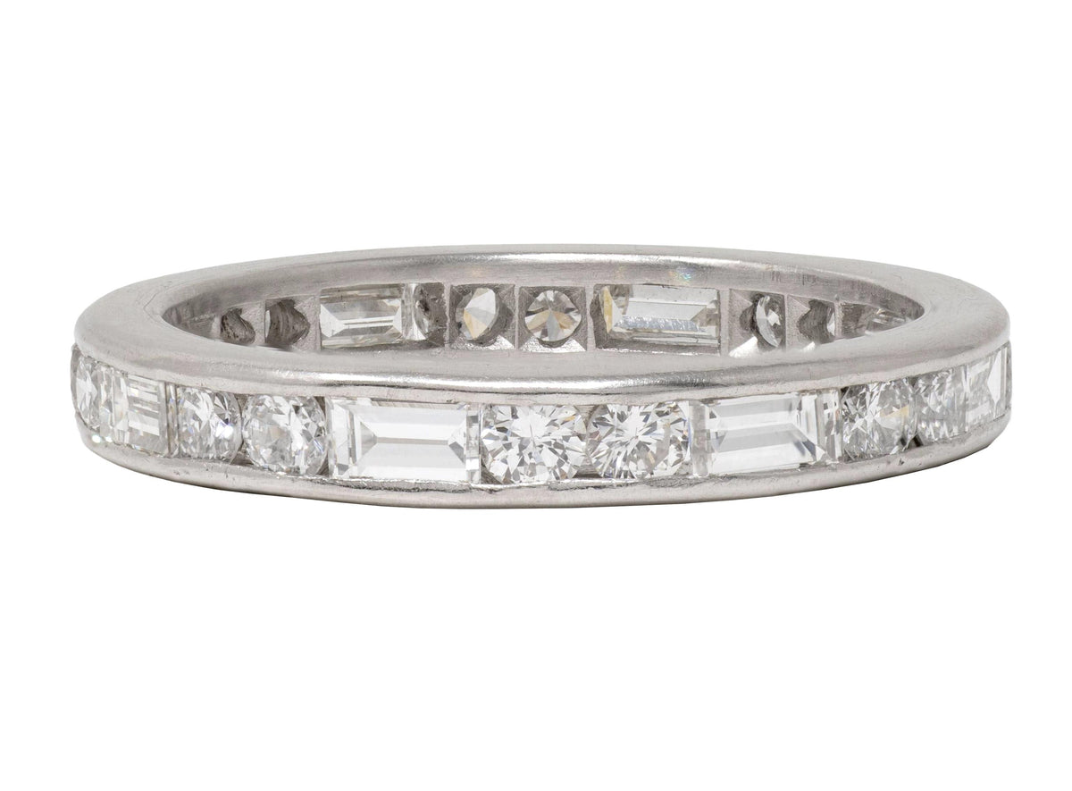 1950's 1.44 CTW Diamond Platinum Vintage Dash & Dot Eternity Wedding Band Ring
