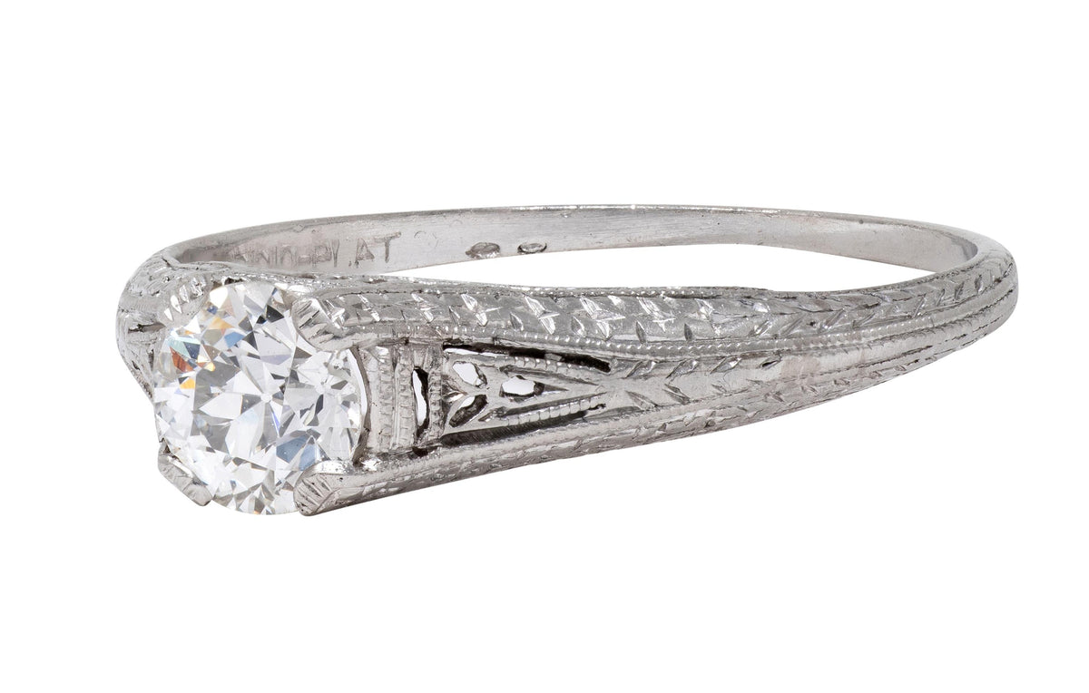 Art Deco 0.47 CT Diamond Platinum Vintage Orange Blossom Engagement Ring